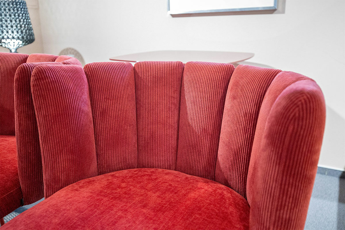 KFF - 2er-Set Stuhl Gaia Stoff Lisboa Bordeaux Sitzfläche Boston Rot Gestell Metall Lackiert Rot - 2