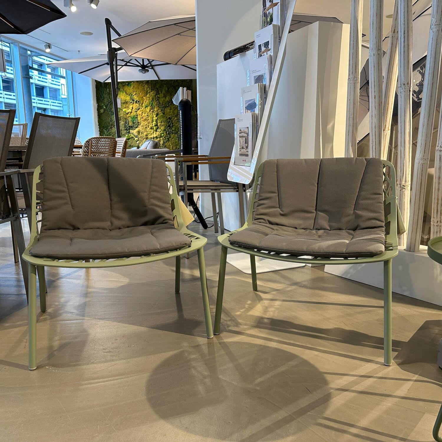 Fast - 2er Set Lounge Sessel Forest Aluminium Tea Green Grün Pulverbeschichtet Mit Sitzkissen Grau - 6