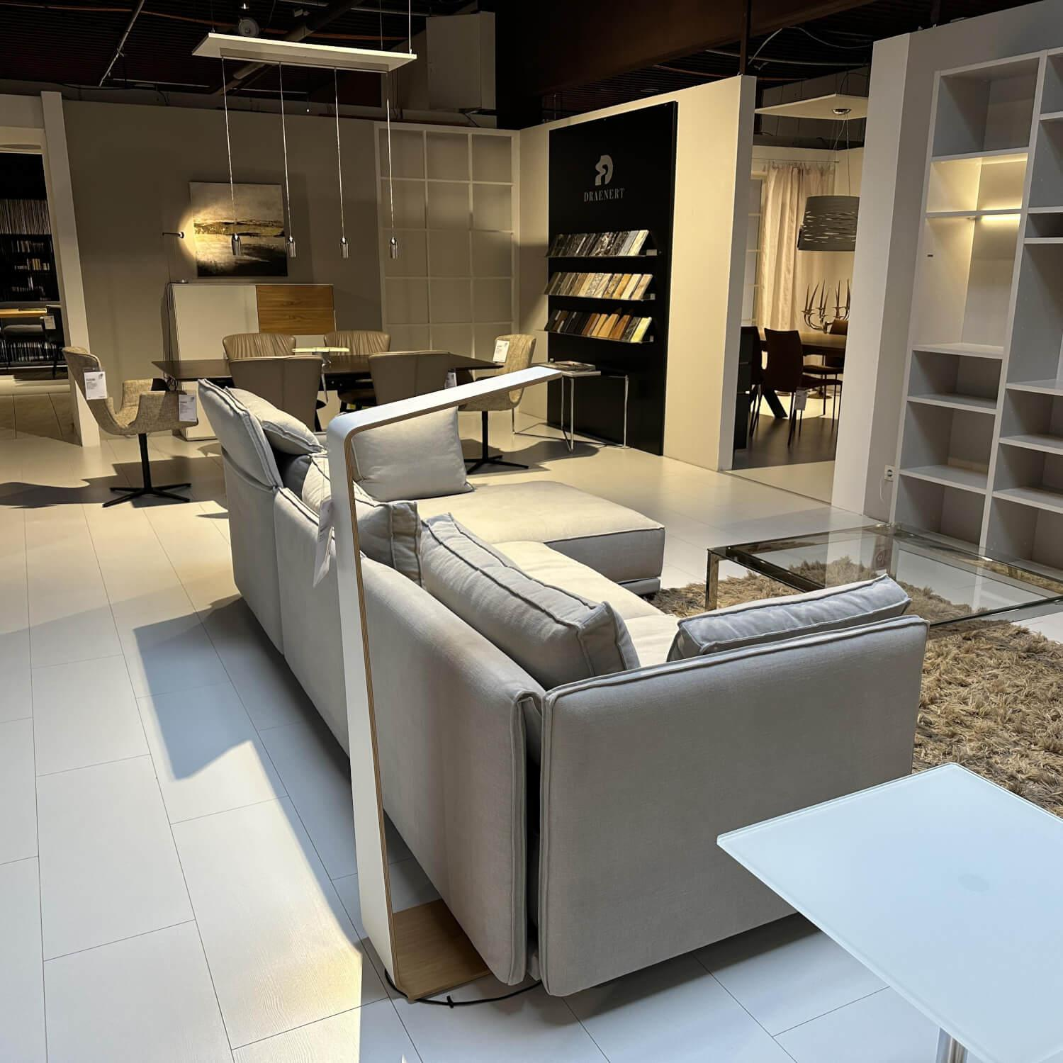 IP Design - Ecksofa Cube Lounge Stoff Hot Madison CH1249 095 Creme Füße Holz Schwarz Lackiert Inklusive Kissen - 5