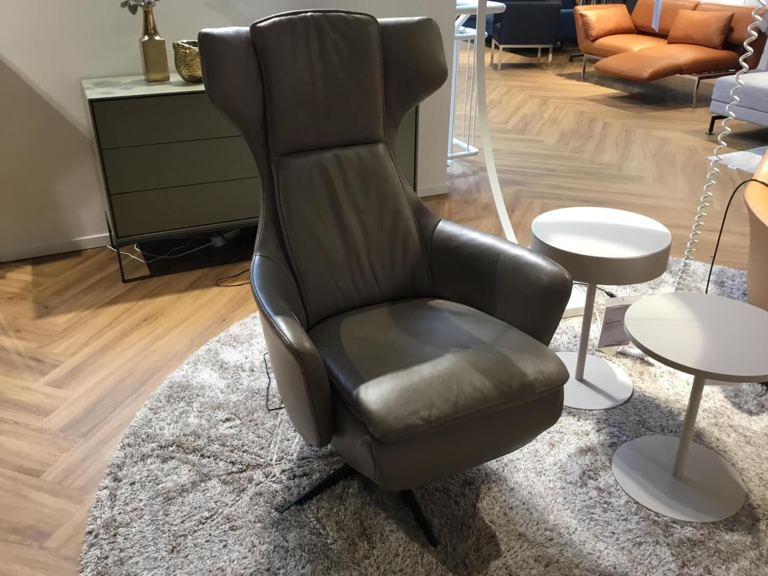 WK Wohnen - Relaxsessel WK 687 Bosso Leder Polo 1091 Braun Grau Gestell Metall Schwarz Mit Elektrischer Verstellung - 6