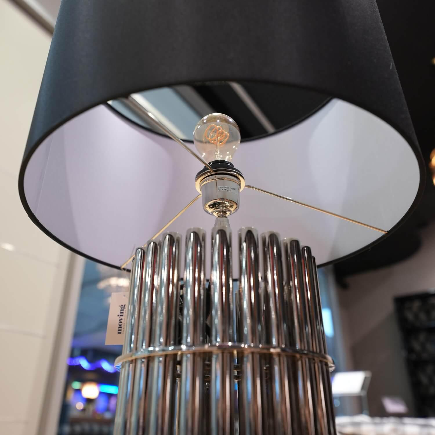 Eichholtz - Tischlampe Reef Gestell Edelstahl Mit Nickel Finish Lampenschirm Schwarz Ohne Leuchtmittel - 4