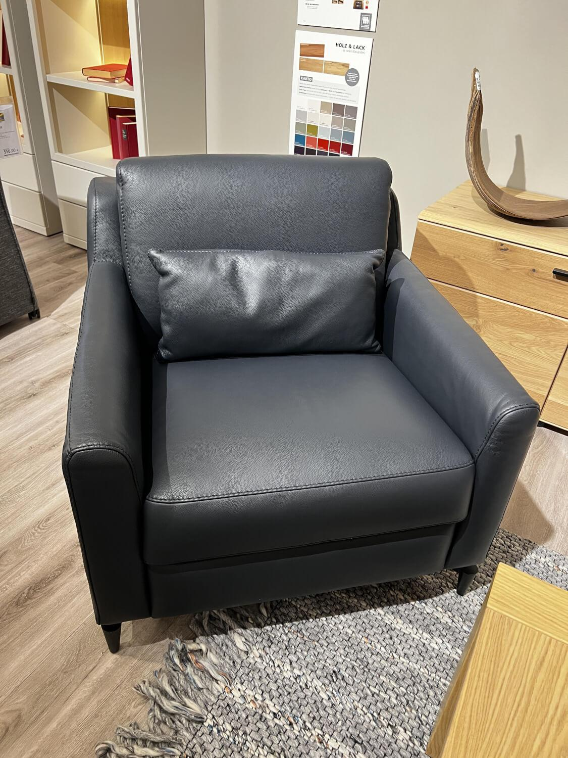 Musterring - Fauteuil MR 9120 Leder Montana Night Zwart Voeten Metaal Zwart Inclusief kussens - 2