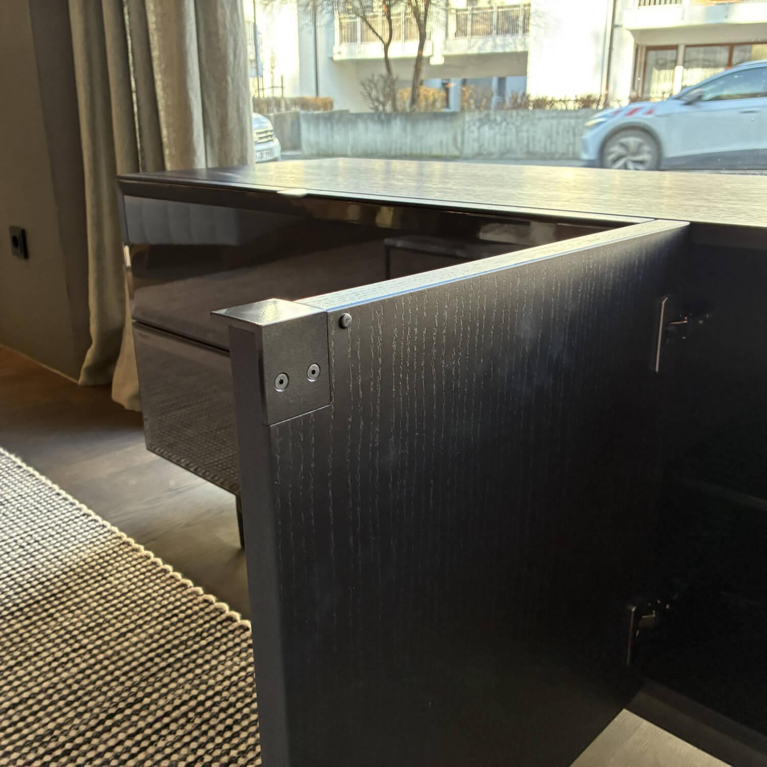 Minotti - Sideboard Morrison Lack Hochglanz Granit Anthrazit Korpus Furnier Eiche Mokkafarbig Lackiert - 9