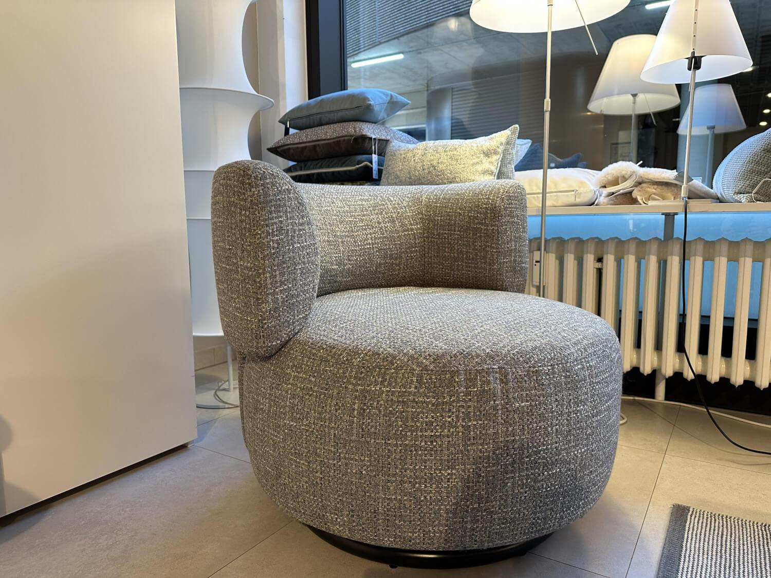 Kartell - Drehsessel K Wait Stoff Texture Grau Beige Füße Schwarz - 2