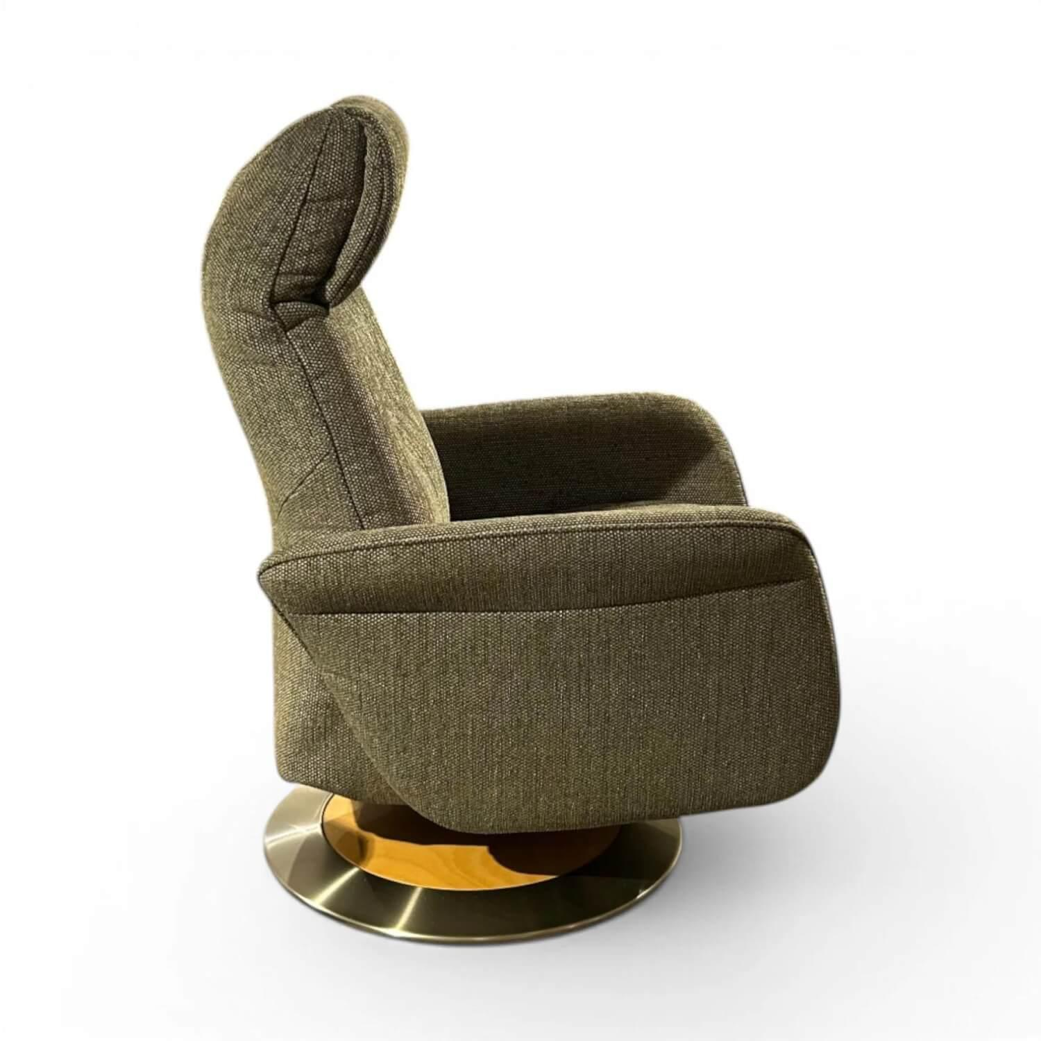 himolla - Sessel 8956 Leo Easy-Swing M Stoff Grün Tellerfuß Holzoptik mit Edelstahlring - 5