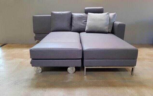 Brühl - Schlafsofa Four-Two Leder Grau Hellbraun mit Schwenkfunktion - 3