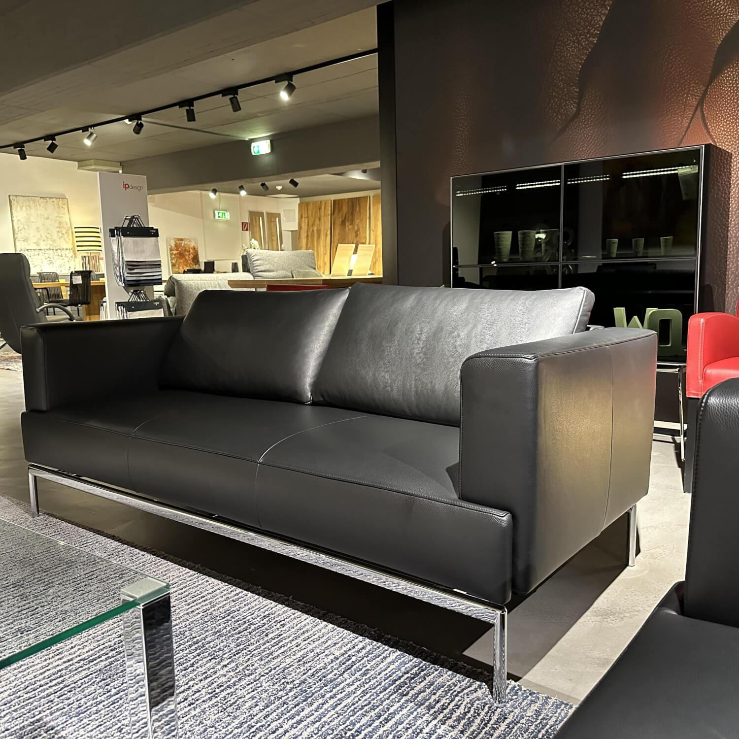 De Sede - Sofa Easy Leder A99 Schwarz Untergestell Hochglanz Verchromt - 6