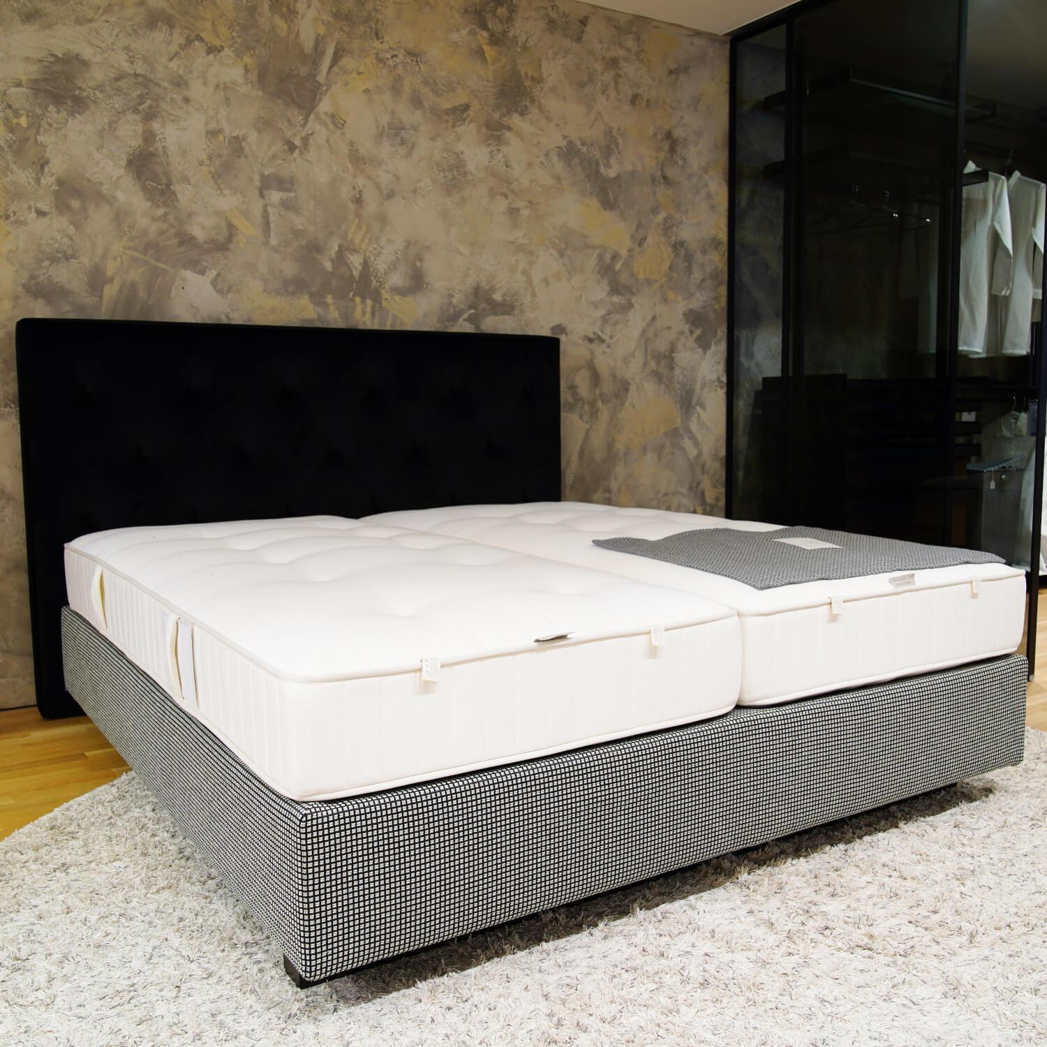 Schramm - Bett Basis BAS 25-0 Stoff Lara 2370 Noir Schwarz Kopfteil Festbezug Opal Plus K21  Inklusive Matratzen Und Lattenrost - 3