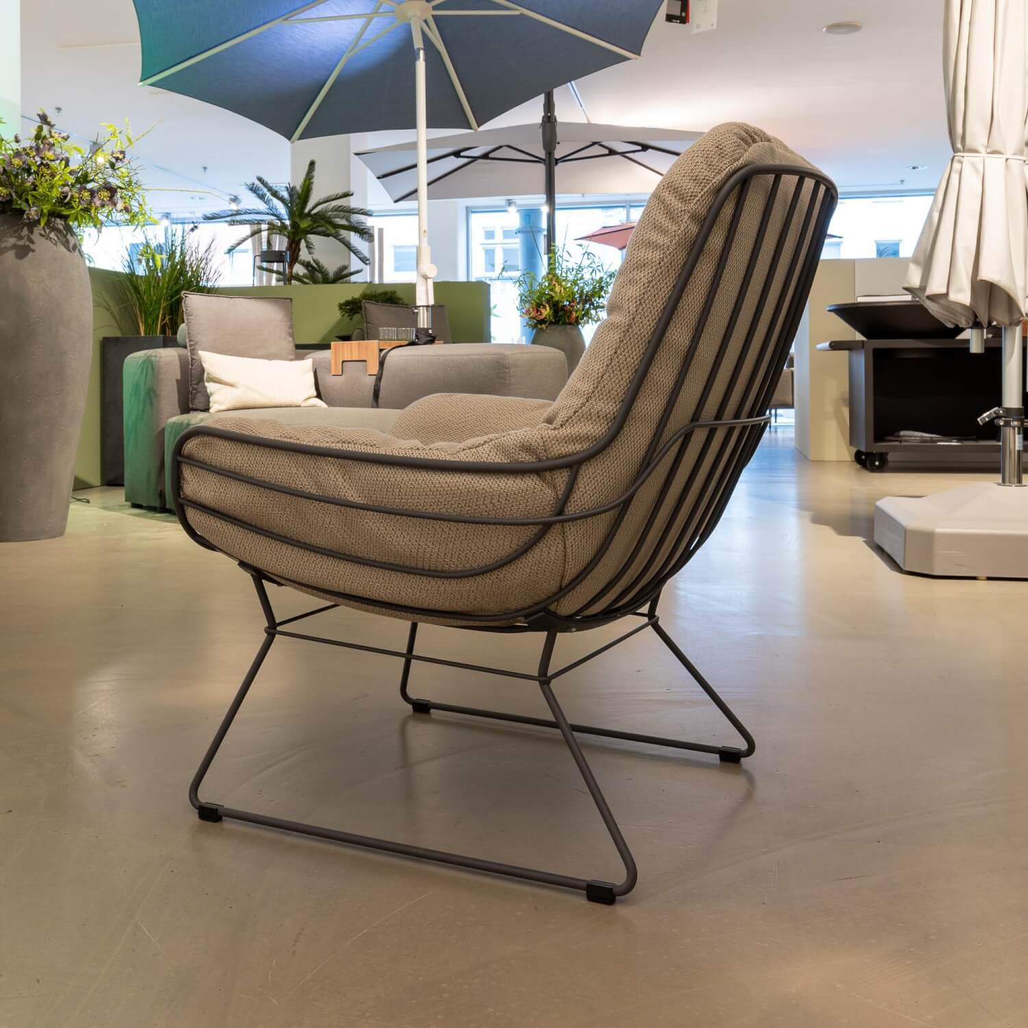 Lounge Chair Leyasol Outdoor Bezug Stoff Lopi Sand Grau Beige Gestell Schiefergrau