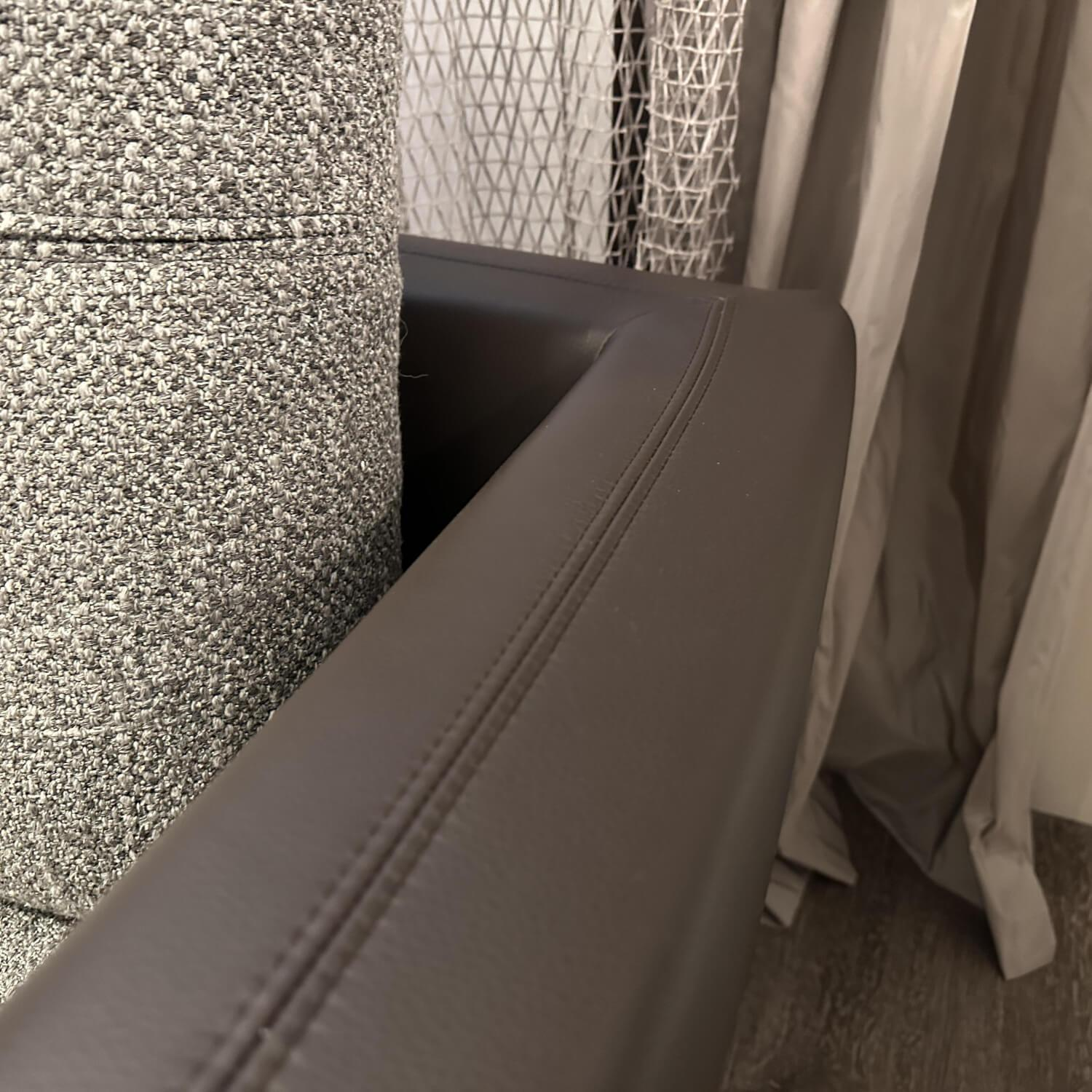 Rolf Benz - Wohnlandschaft Sina Stoff 26 387 Schwarz Grau Leder 38 105 Grau Braun Fuß Schwarz - 2