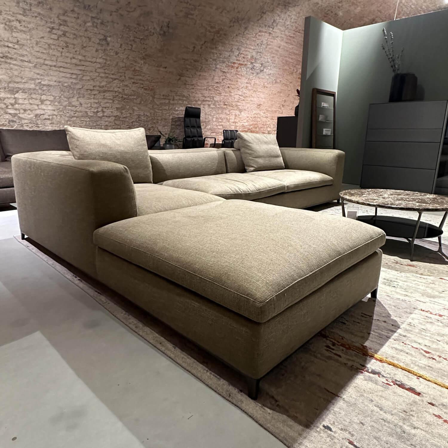 B&B Italia - Ecksofa Michel Club Stoff Sapri Beola Super 2480112 Grau Gestell Nickel Bronzefarben Mit Rückenkissen - 5