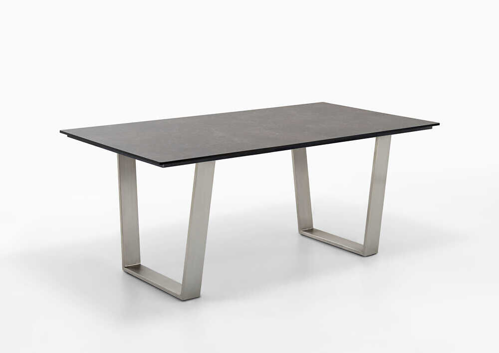 Tisch Noah Gestell Edelstahl Gebürstet Tischplatte HPL Granit