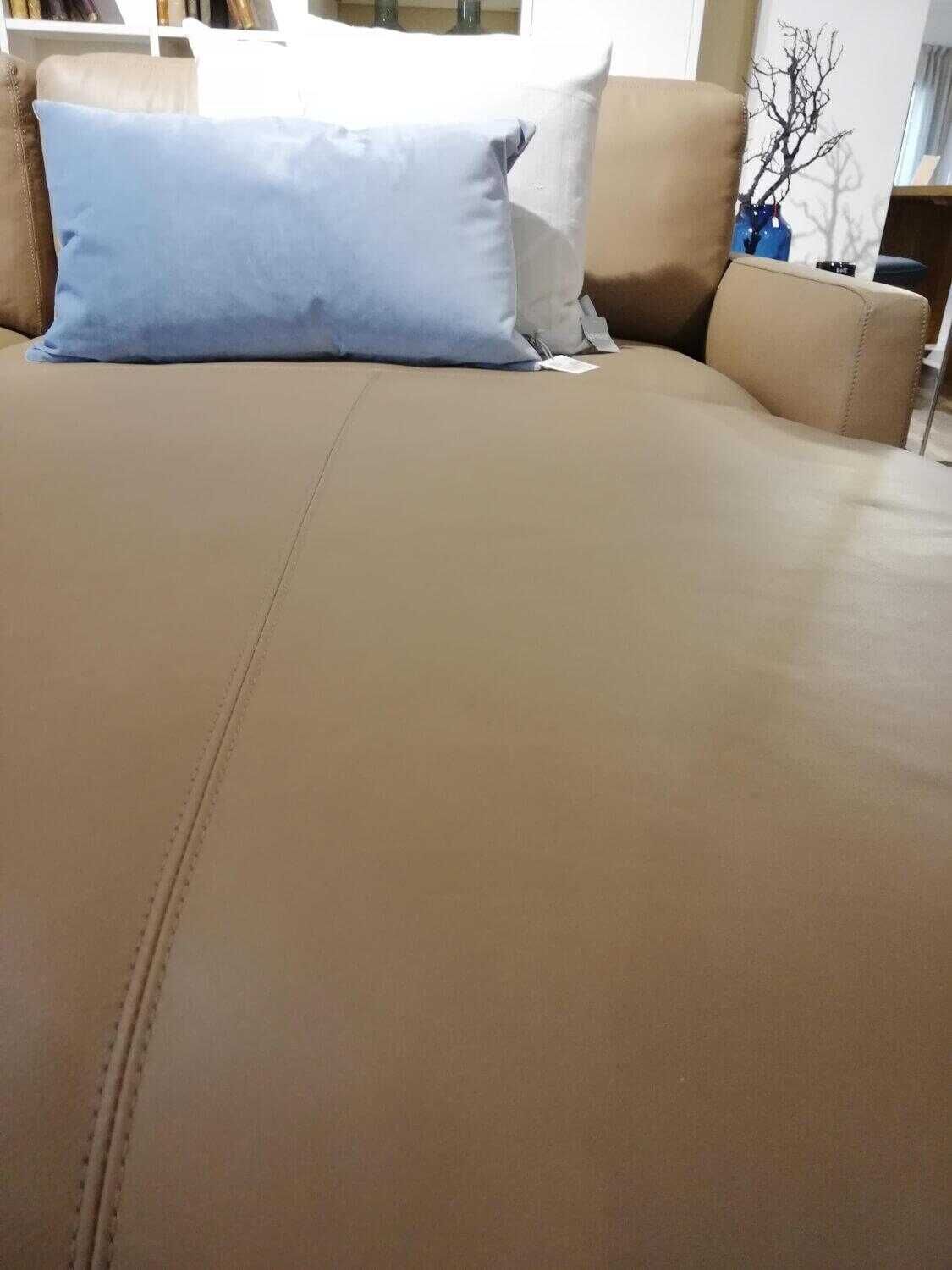 Paul Lindberg - Ecksofa Numa Leder 26 Taupe Beige Braun Kufe Schwarz - 8