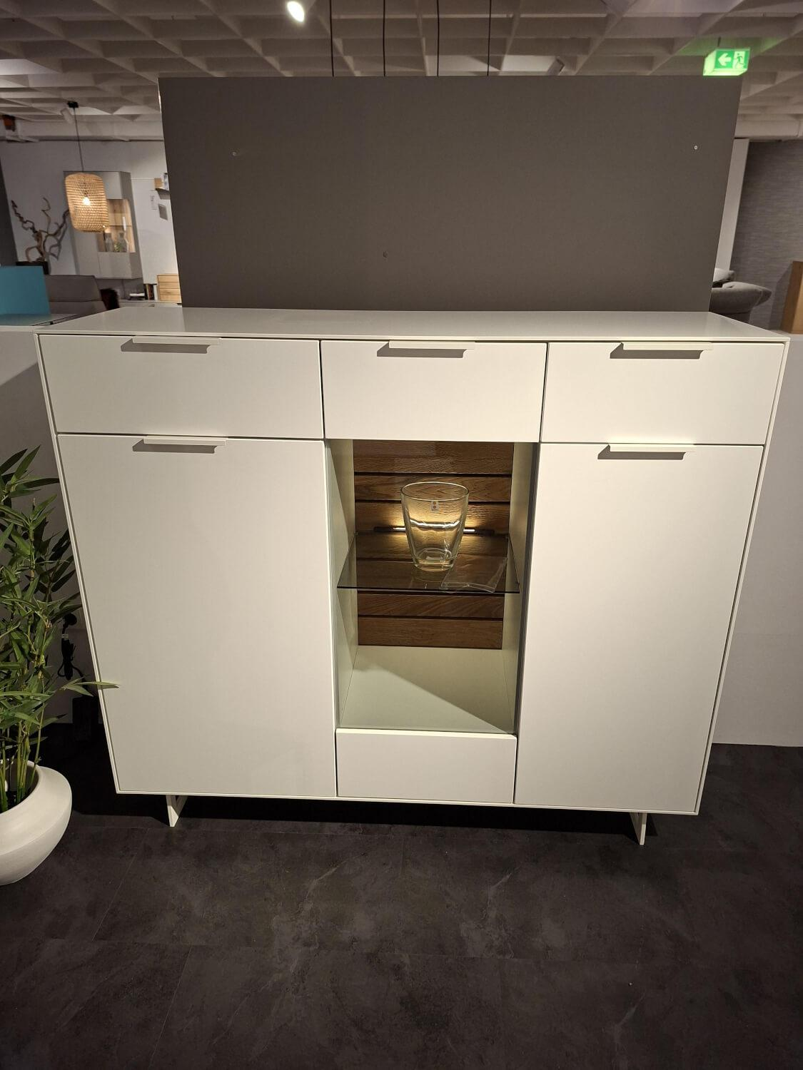 Quadrato - Highboard Caspara Weiß Lackiert Eiche Bianco Massiv - 2