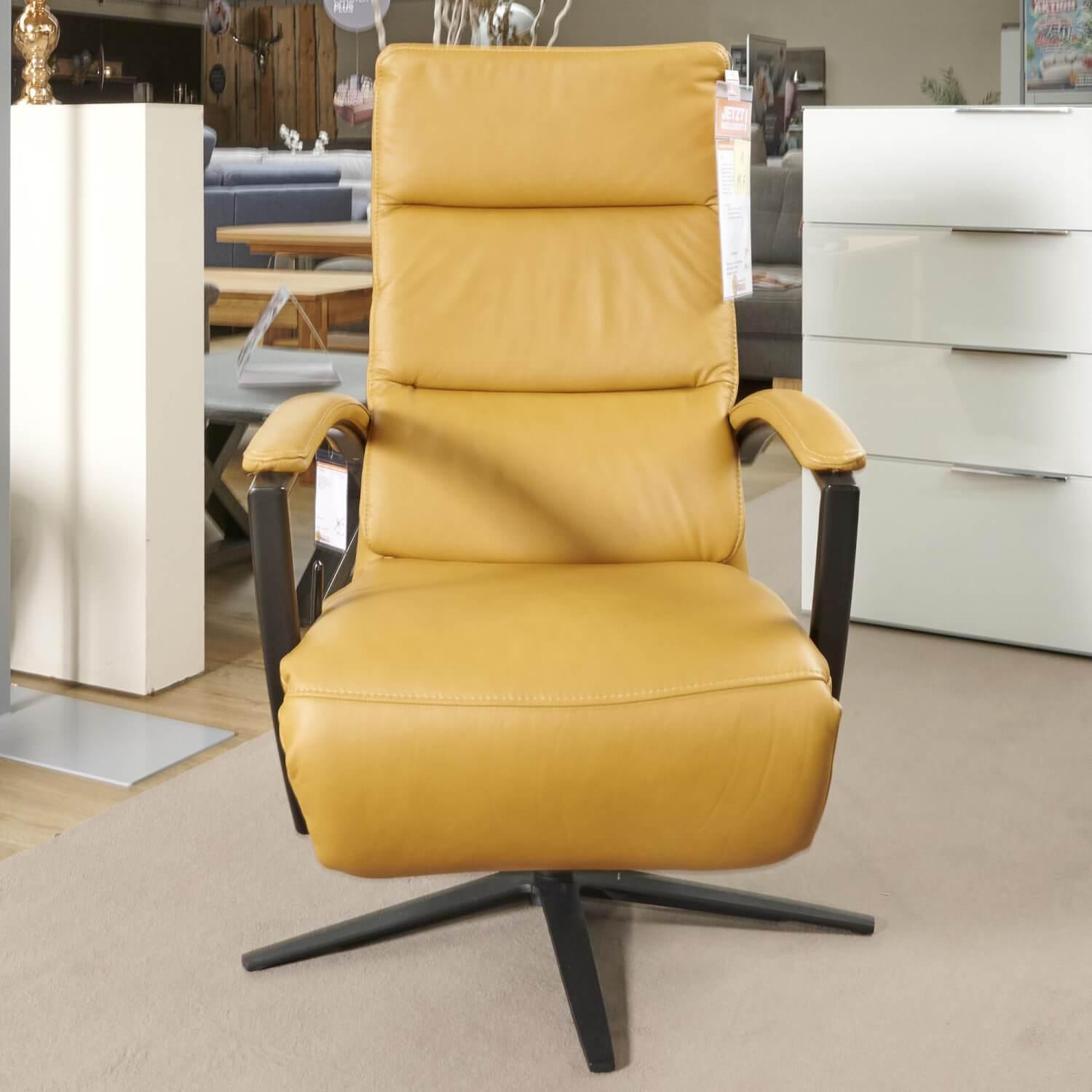 Polinova - Sessel Samira Bezug Leder Vivre Kurkuma Gelb Metallsternfuß Schwarz - 2