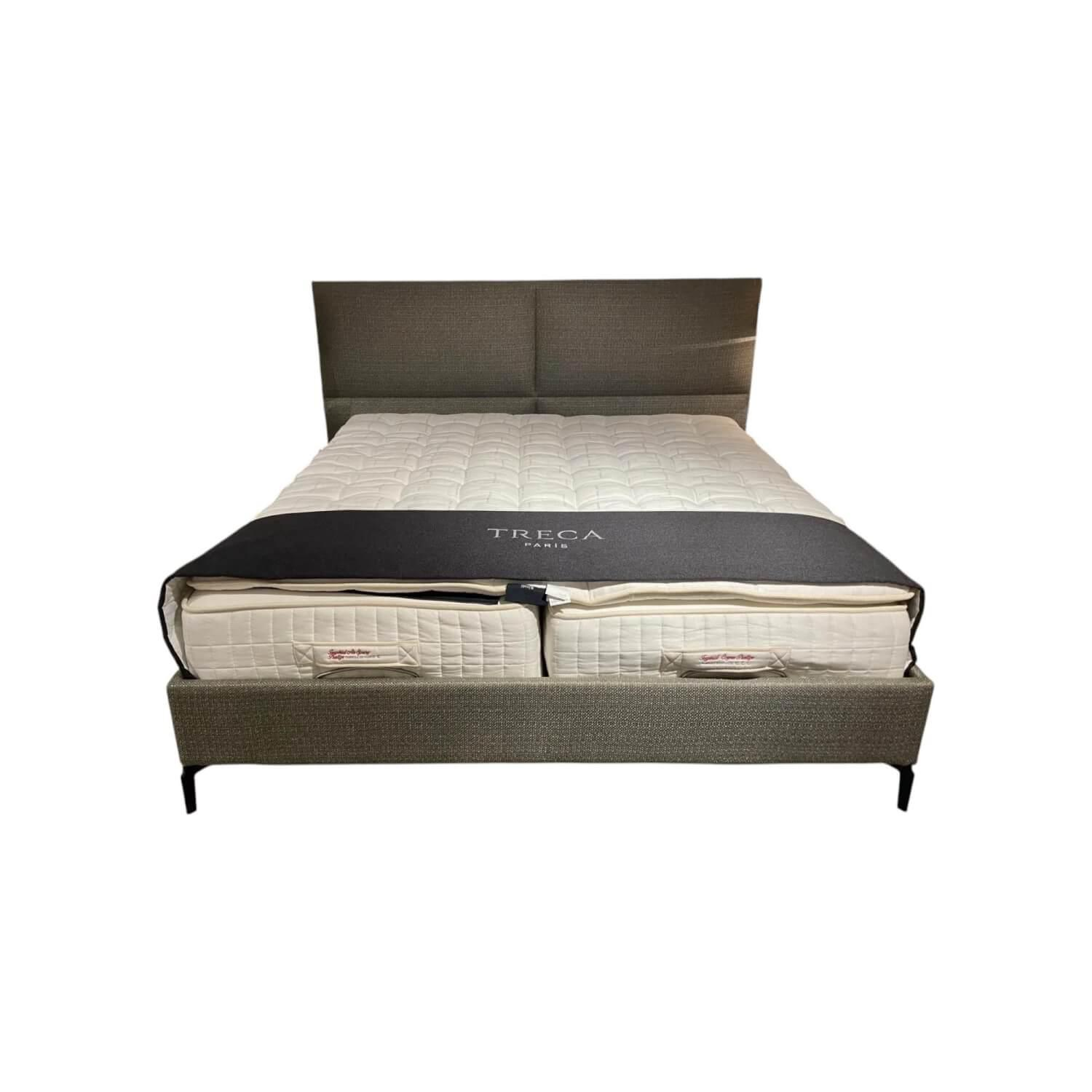 Treca Interiors - Polsterbett Portofino Stoff Tunis Olive Grün Füße Metall Schwarz Pulverbeschichtet Inklusive Matratzen - 1