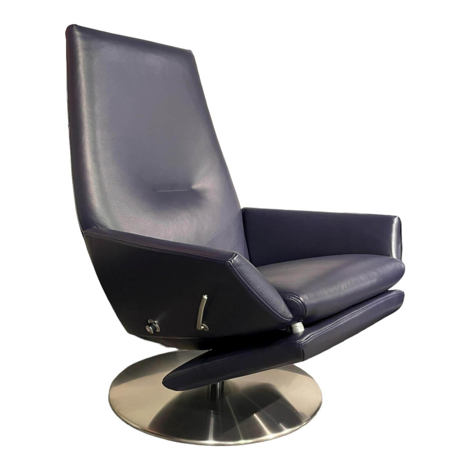 WK Wohnen - Relaxsessel WK 680 Tipo Leder 10 Polo 1057 Gestell Disc 60 Chrom - 1
