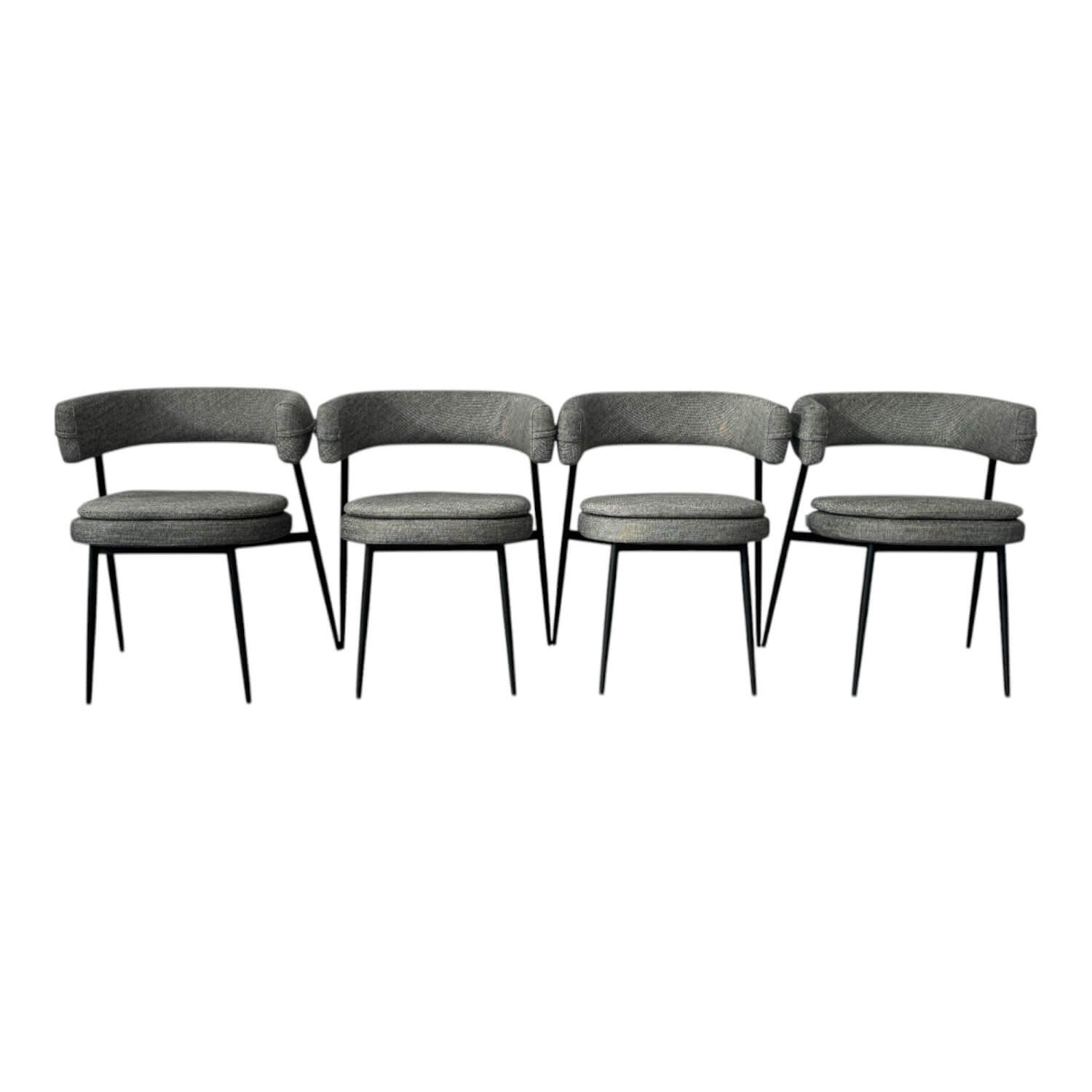 Zanotta - 4er Set Armlehnstuhl Nena Stoff Tito 30 31816 Grau Gestell Stahl Schwarz Lackiert - 7