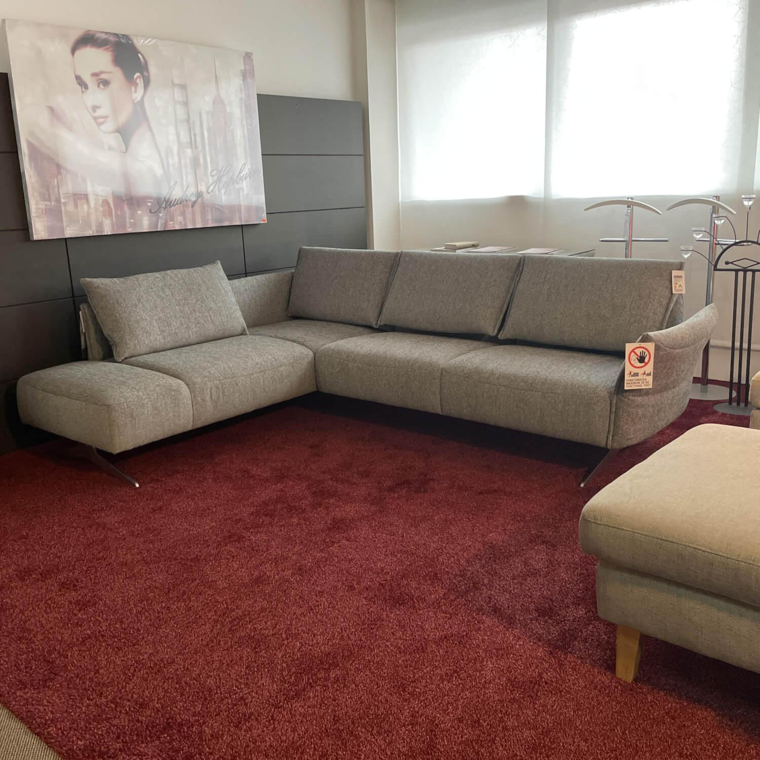 Koinor - Ecksofa Vineto Stoff 13-Lauro 93 Grau Gestell Nickel - 2