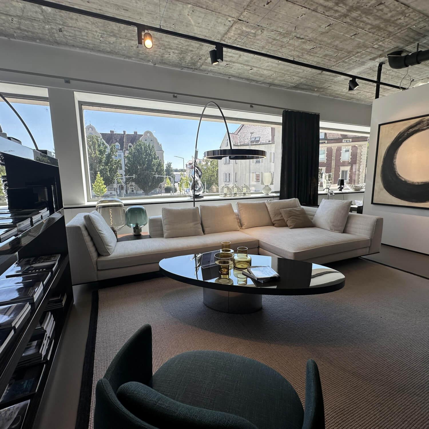 Minotti - Polstergruppe Roger Suite Stoff Natte 01 Bianco Beige Grau Inklusive Kissen - 8