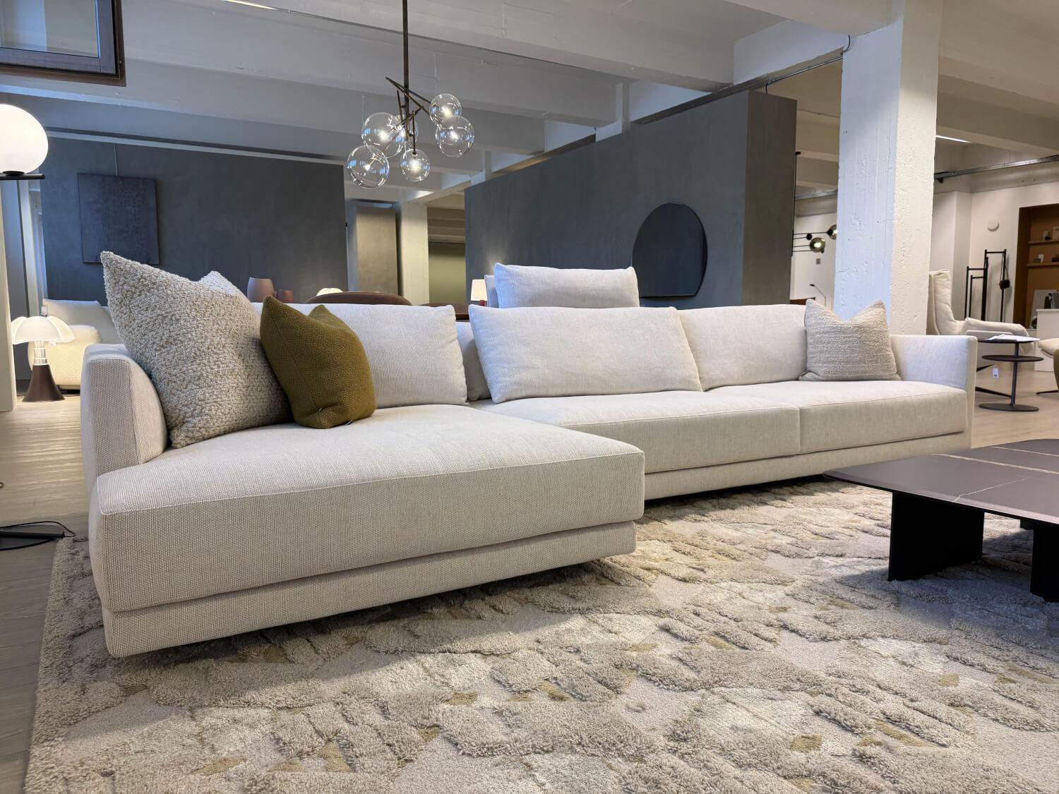 Poliform - Ecksofa Salon Bristol Stoff Rabat Kat. D Ecru Offwhite Creme ohne Dekokissen - 4