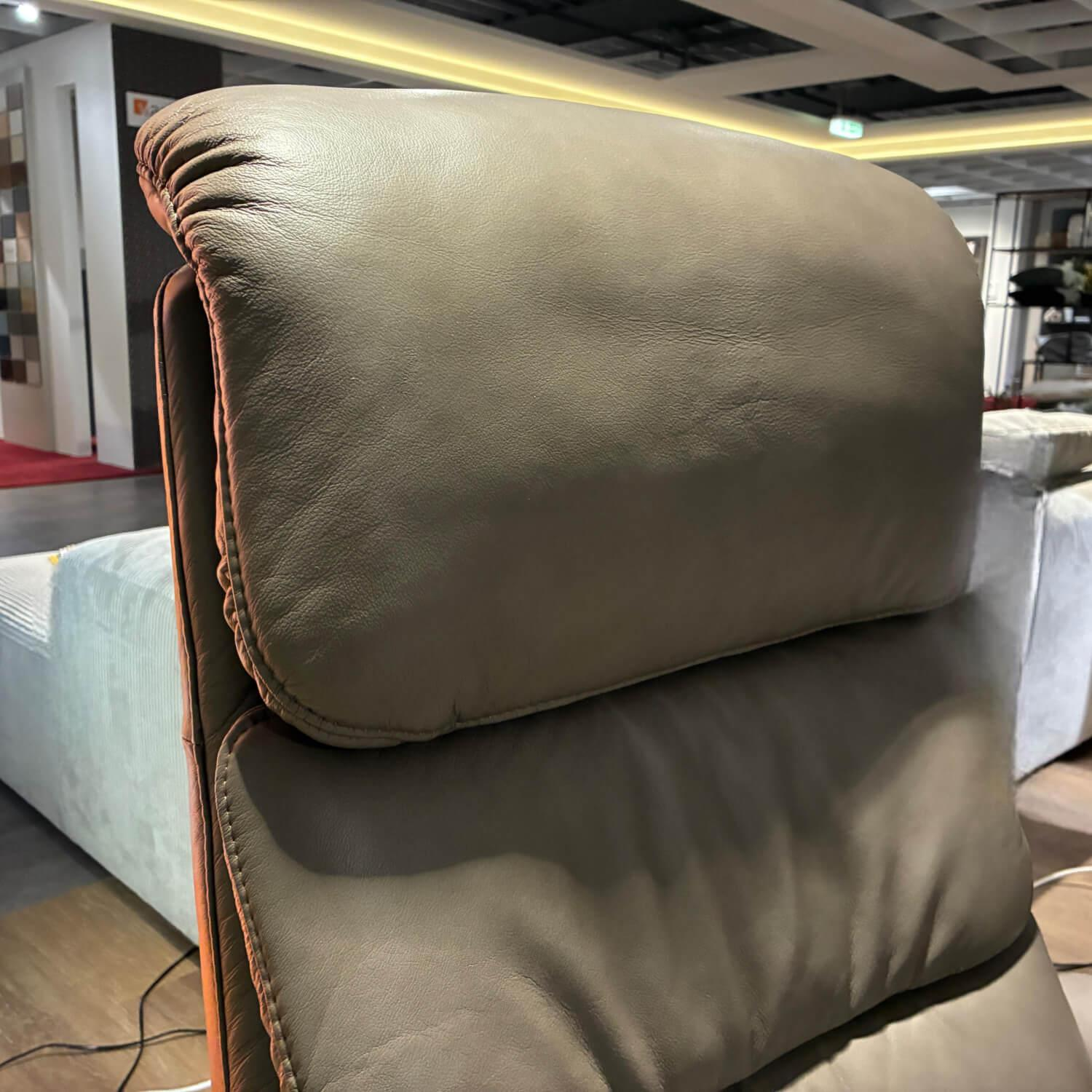 Hukla - Relaxsessel CM HU1060 Leder Vivre Greystone Grau Rundfuß Drehteller Metall - 4