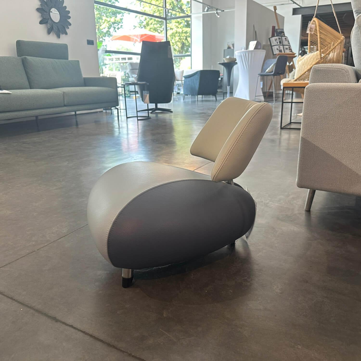 Leolux - Sessel Pallone Baby Lill' Leder Senso Sitz Mitte 3890 Heaven Hellgrau Außen 3210 Tempest Grau Rücken 9100 Dawn Beige - 2