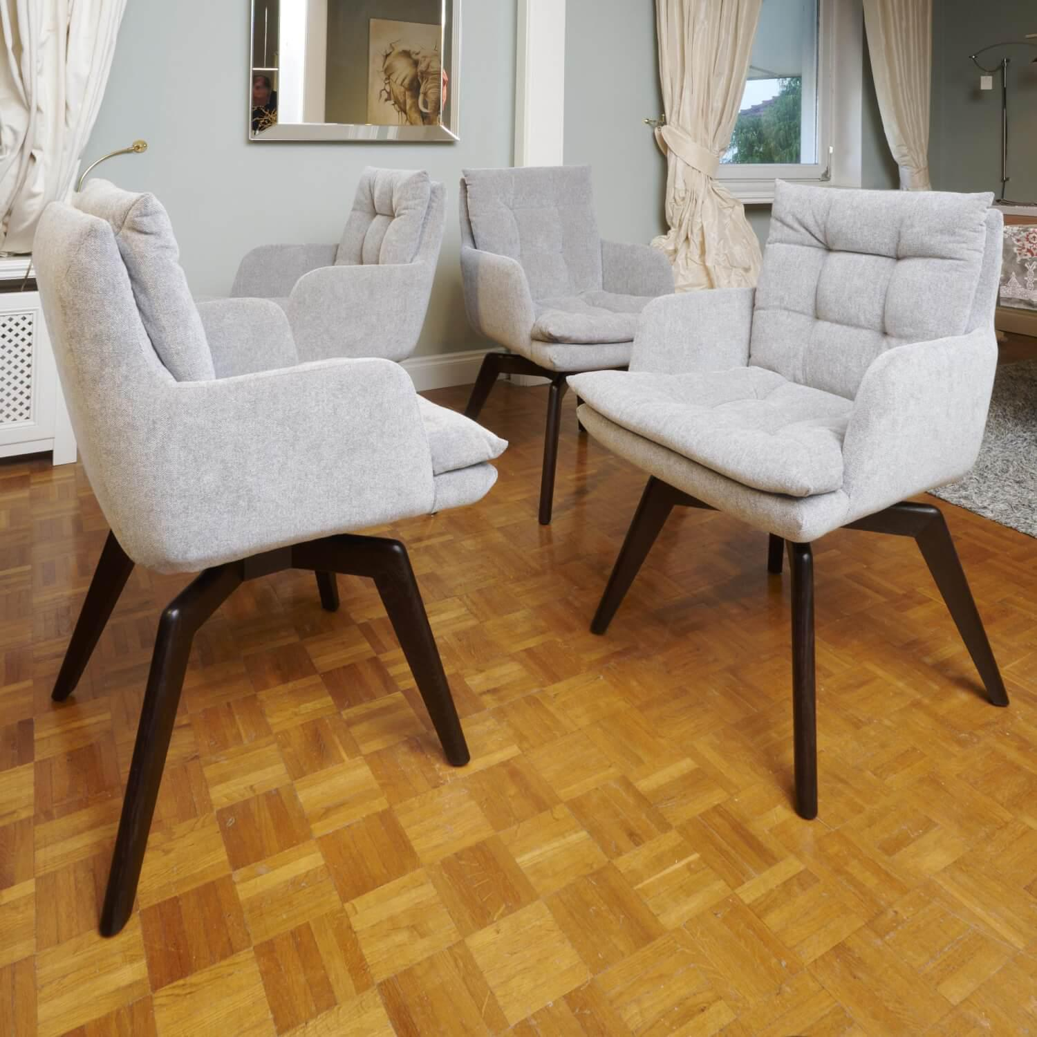 IP Design - 4er-Set Stuhl Soulmade Dining Stoff Tommy 1783-180 Grau Gestell Eiche Wengefarbig - 8