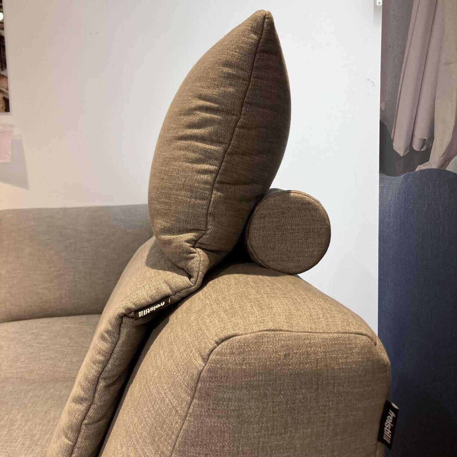 Ecksofa Stoff Sitz Comfort Lounge Stoff Grau mit Kopfstütze
