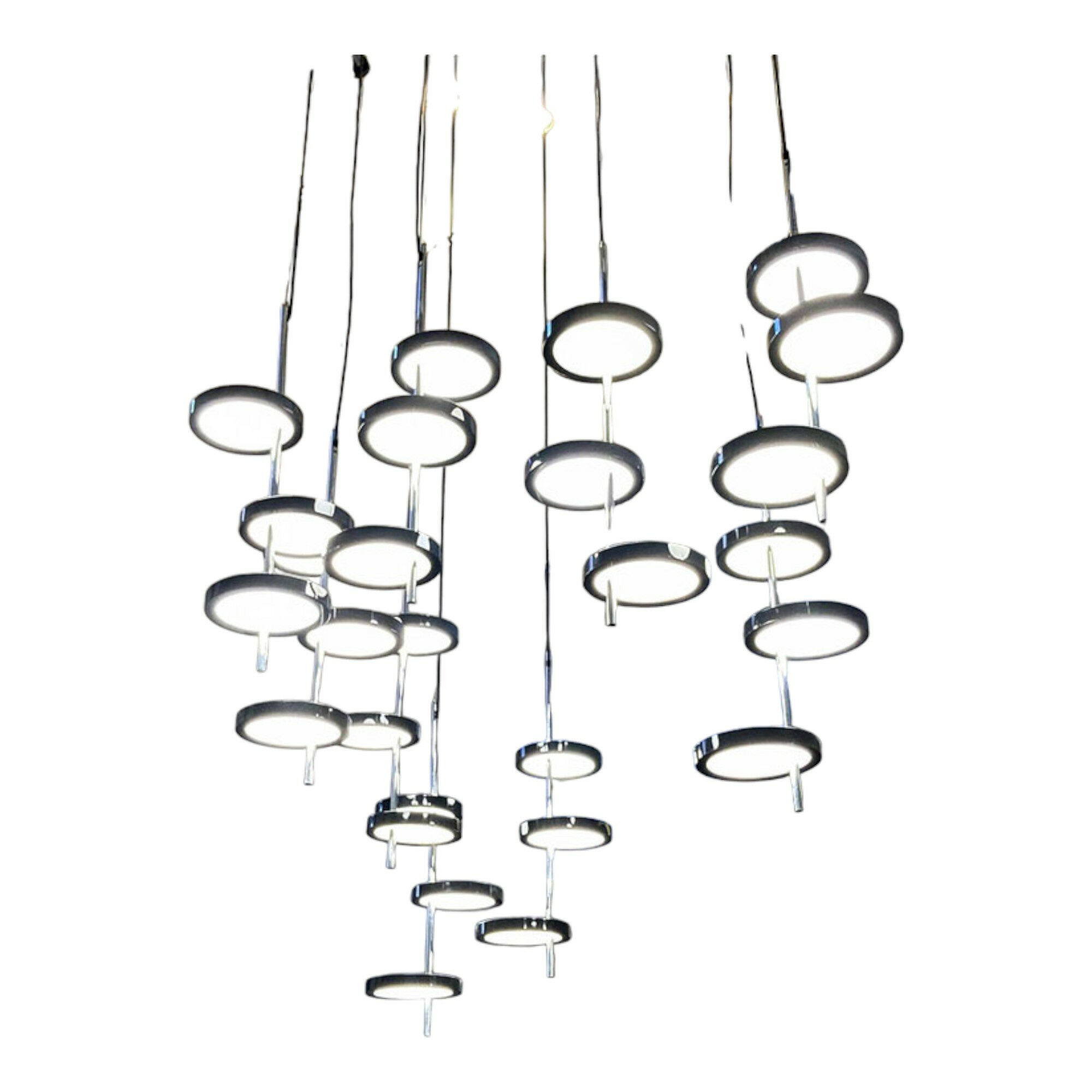 Marset - Pendelleuchte Nenúfar 3 Metall Verchromt Polycarbonat Scheiben Chromfarben Und Schwarz - 1