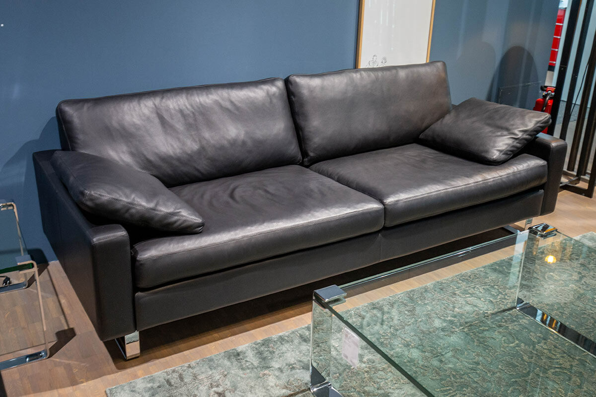 COR - Sofa Conseta Leder 458 Schwarz Füße Metall Verchromt - 2