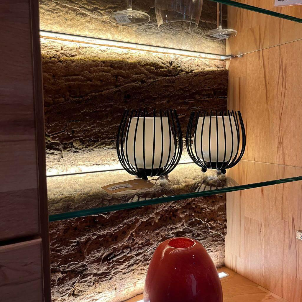 Natura - Vitrine Cartago Soft Astbuche Massiv Natur Geölt Glasböden Mit Beleuchtung - 2