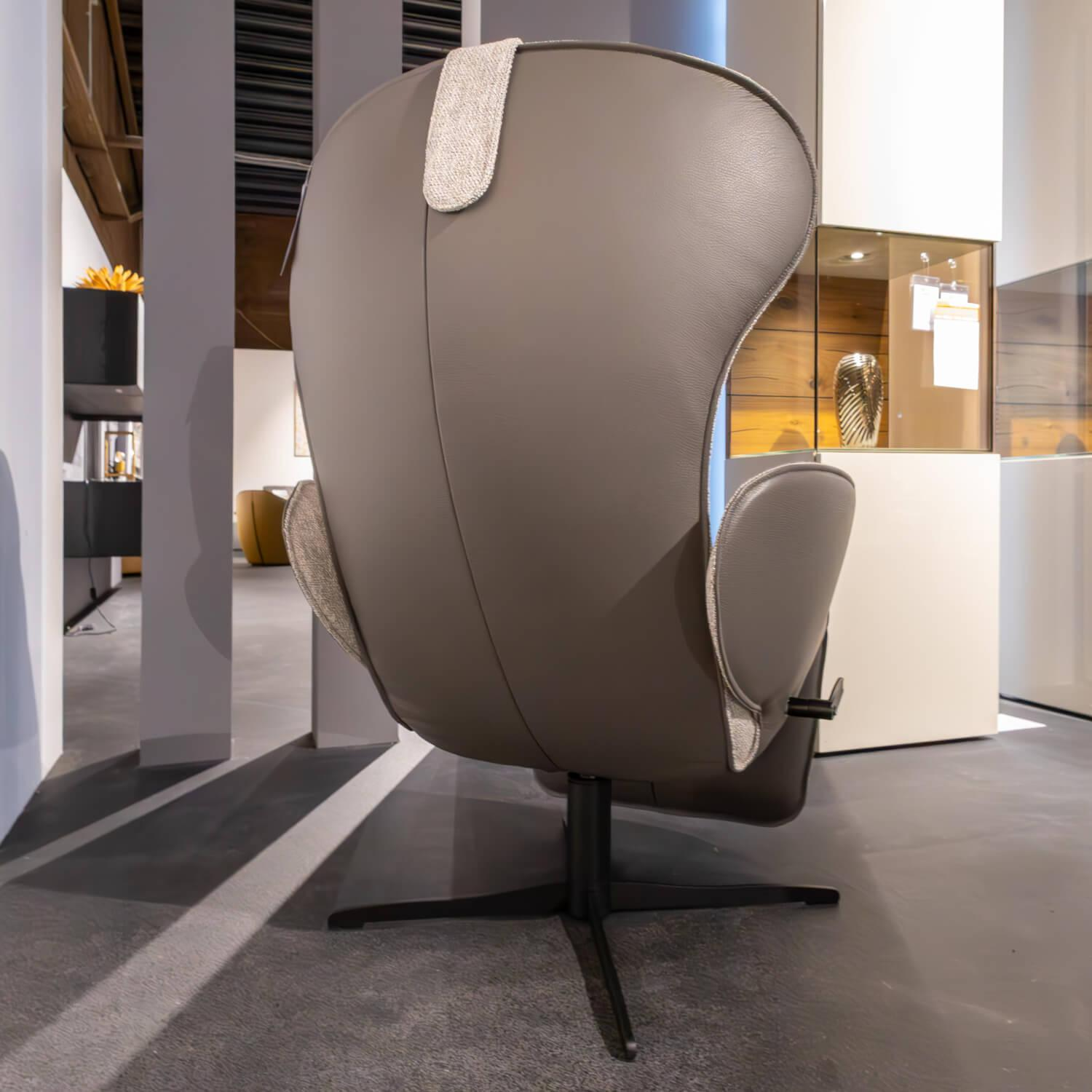 Jori - Relaxsessel Daydreamer JR7450 Bezug Innen Bembebis C0720 Grau Außen Leder Celia Smoke Grau - 2