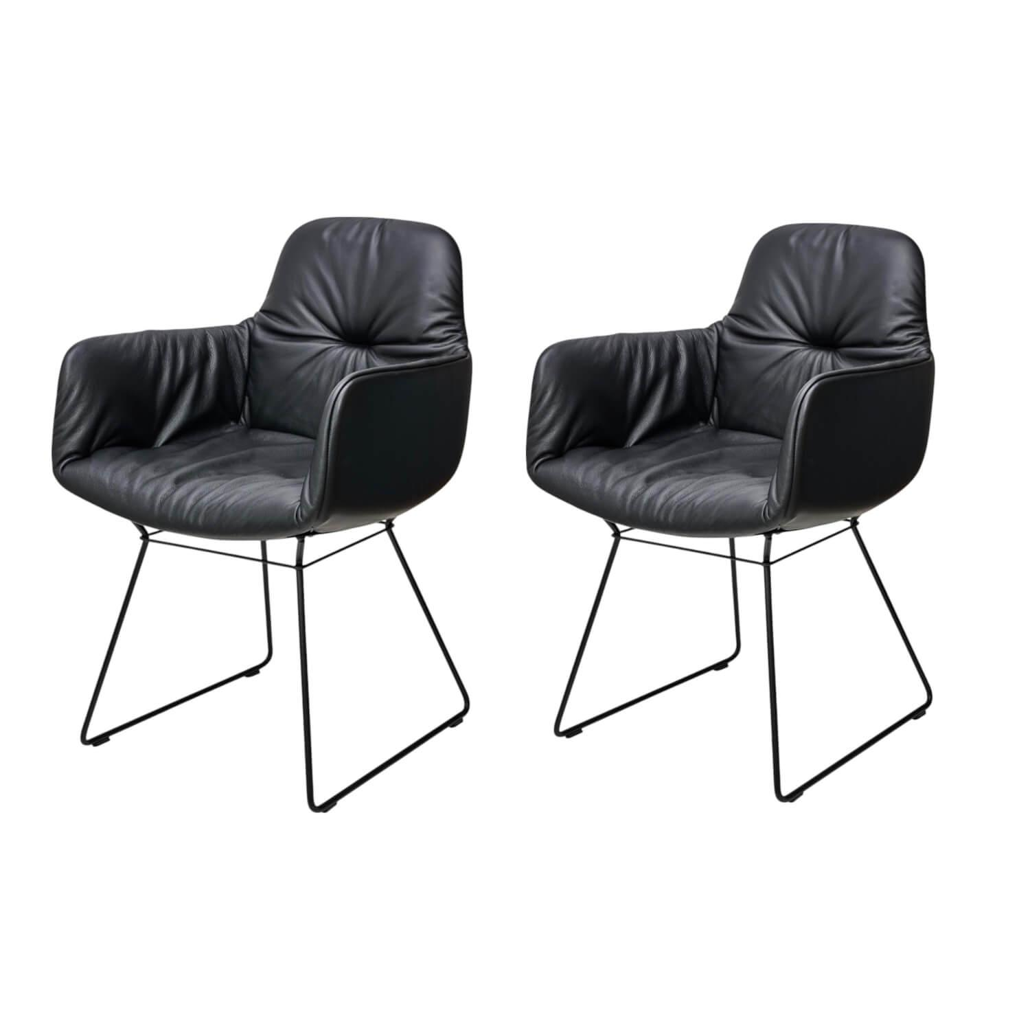 Freifrau - 2er-Set Stuhl Leya Armchair High Leder Sahara (verschiedene Lederfarben möglich) - 1