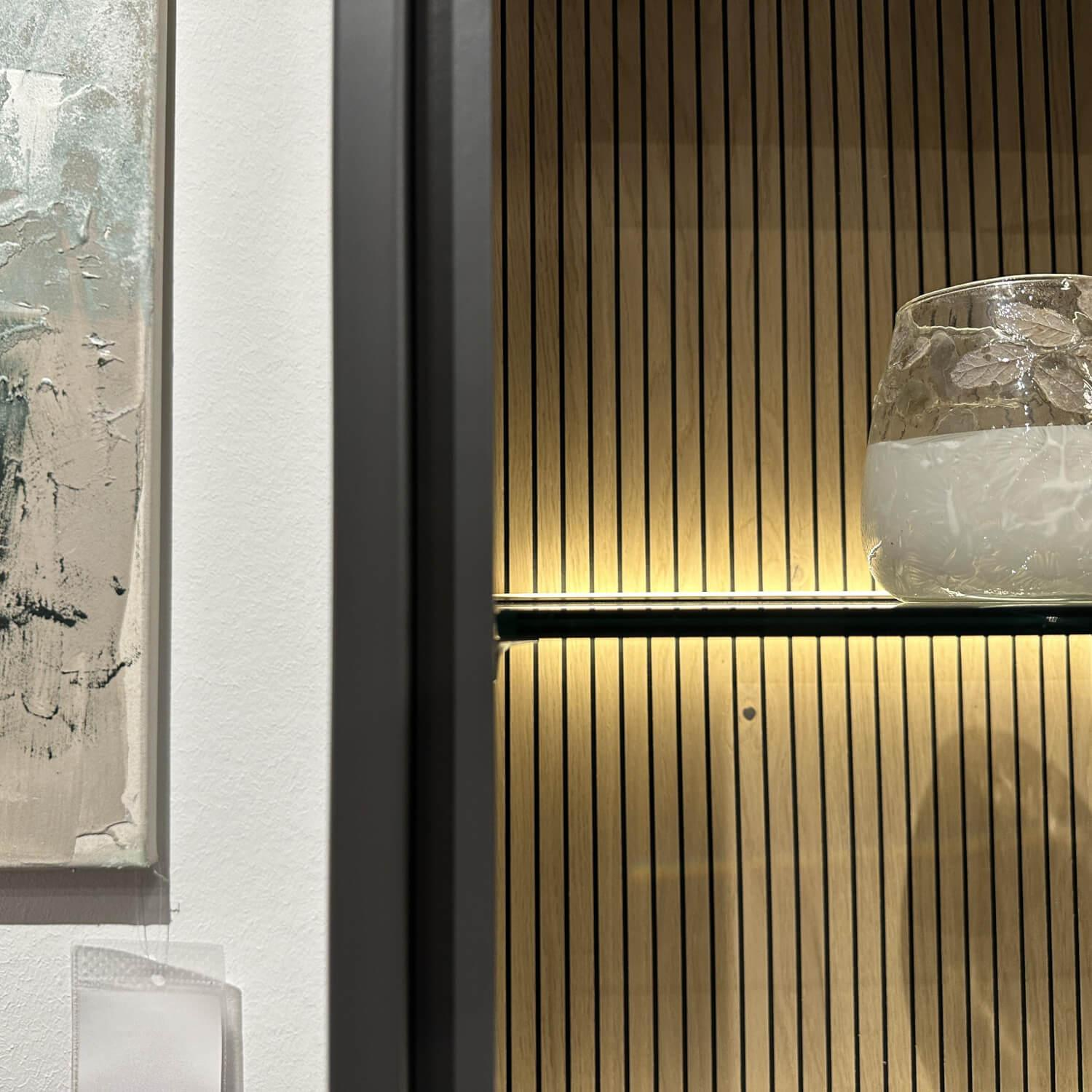 Rietberger Möbelwerke - Wohnwand Deviso Lack Schiefergrau Mit Glasböden Und Beleuchtung - 4