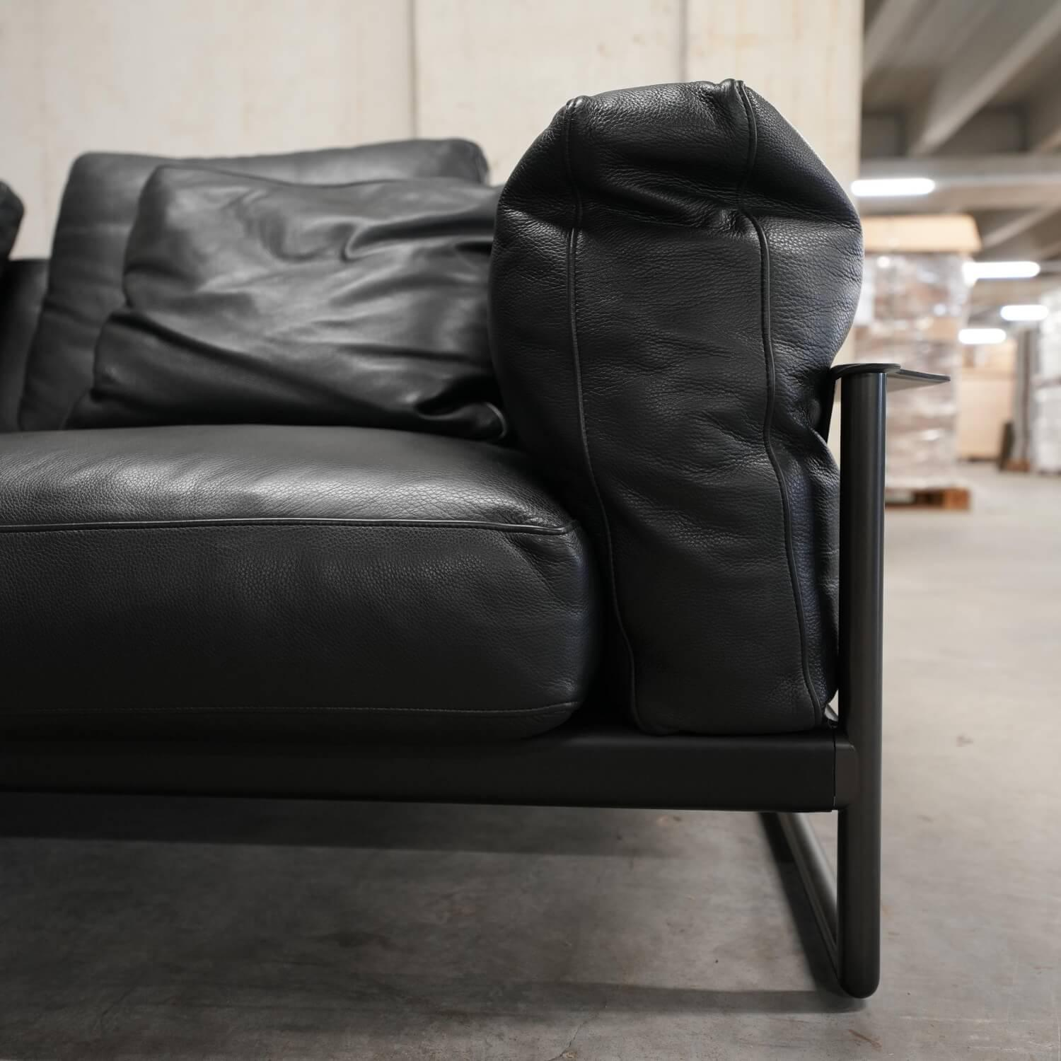 Flexform - Sofa Zeno Light Bezug Leder Pelle Deluxe Schwarz Füße Metall Brüniert - 7