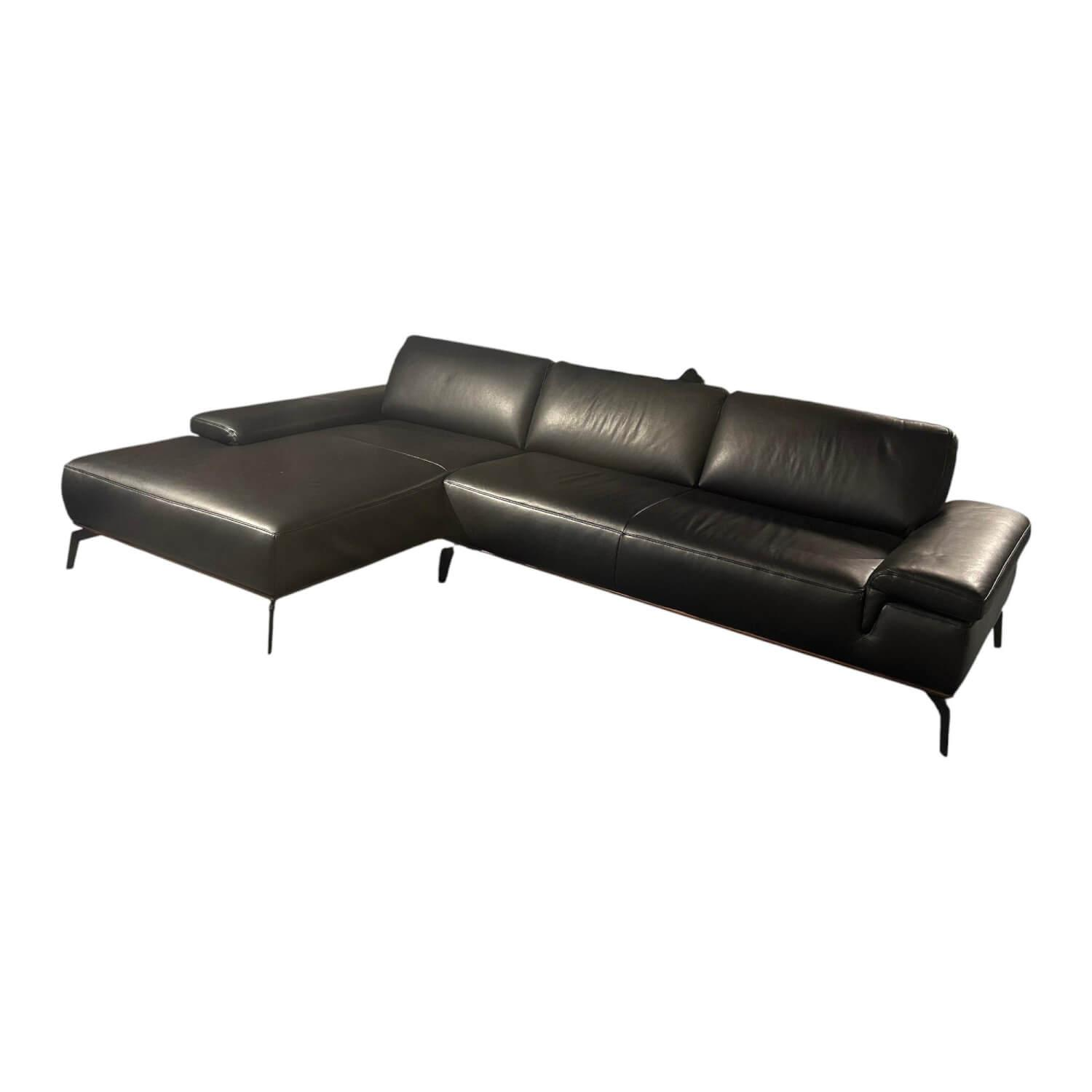 ADA - Ecksofa Talara Leder New 10 Graphiteblack Schwarz Füße Metall Schwarz - 1