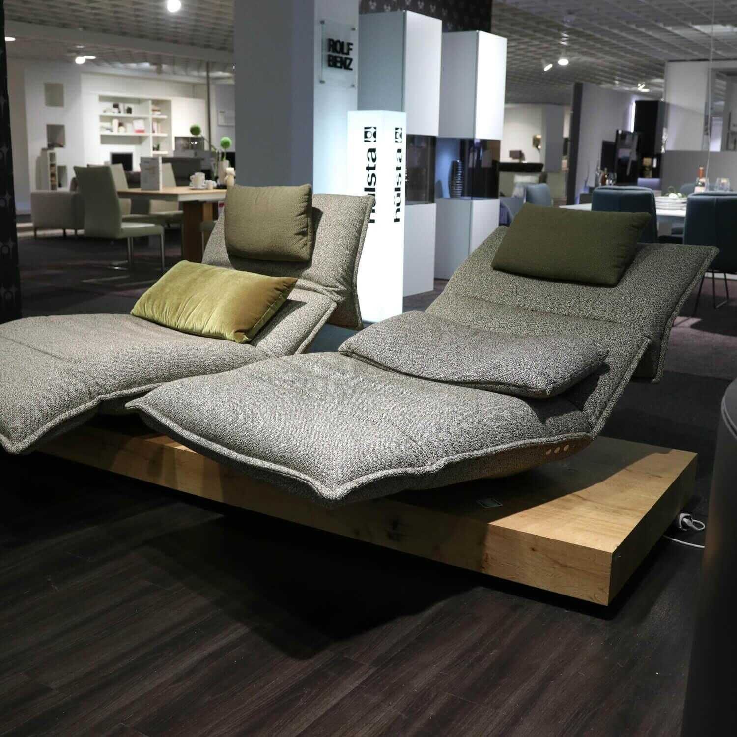 Sofa Edit 3 Stoff Grau mit Drehbaren Sitzen und Verstellfunktion