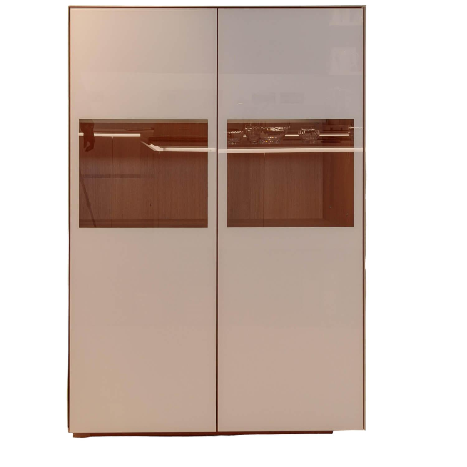 Team 7 - Vitrine Cubus Pure Eiche Weiß Geölt Farbglas Weiß Glänzend Mit Touch Beschlag - 1
