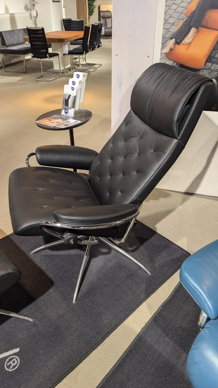 Stressless - Sessel Metro M Leder Paloma Black Schwarz Gestell Metall Alu Poliert Mit Hocker - 4