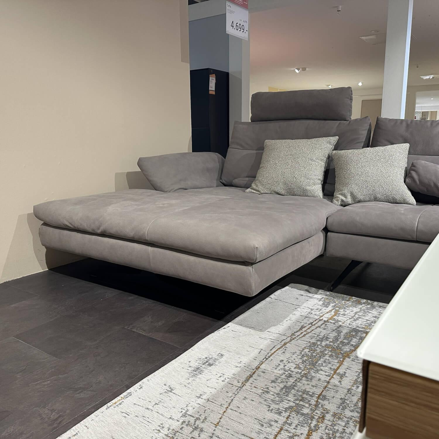 W. Schillig - Ecksofa 16741 seventy5 Leder Steel (LK50) Grau Fuß FT9 M99 Schwarz Mit Sitztiefenverstellung - 5