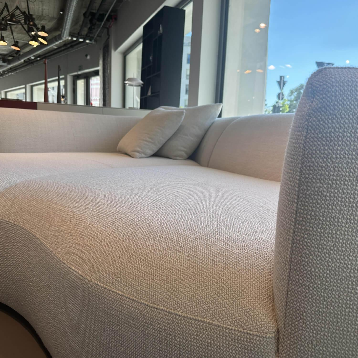 COR - Sofa Siwa Stoff 8190 Wollweiß Weiß Mit Rückenkissen Und Couchtisch Siwa Glas Braunrot Und Stoff 8190 Wollweiß Weiß - 4