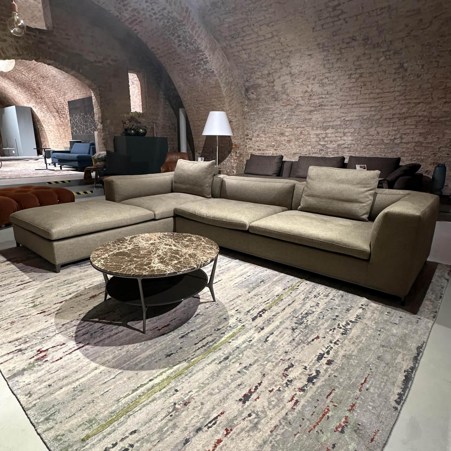 B&B Italia - Ecksofa Michel Club Stoff Sapri Beola Super 2480112 Grau Gestell Nickel Bronzefarben Mit Rückenkissen - 5