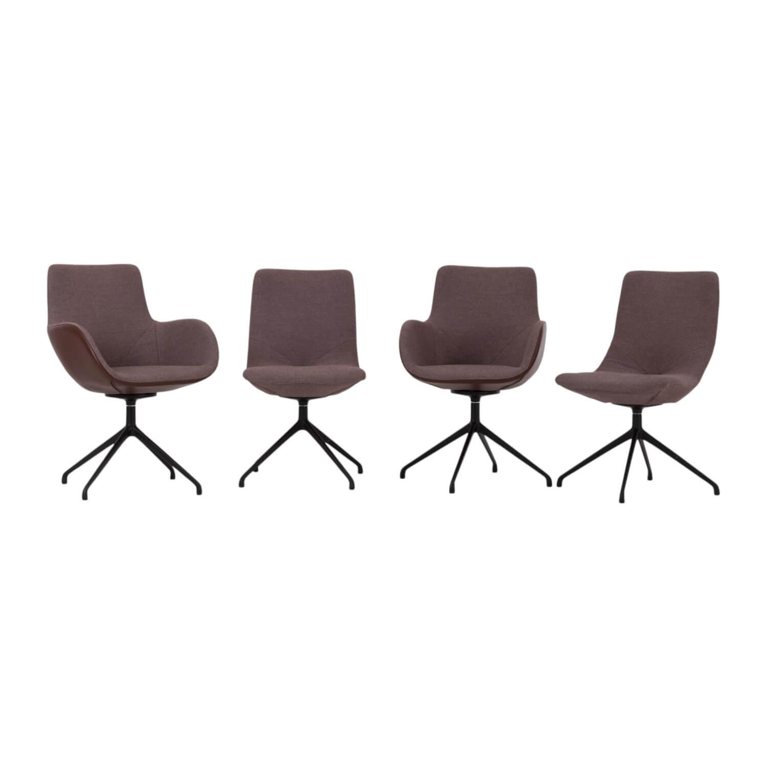 Werther - 4er-Set Stuhl Jona Innen Stoff U3255K Braun Rot Außen Leder L9999A Braun Rot Gestell Schwarz - 1
