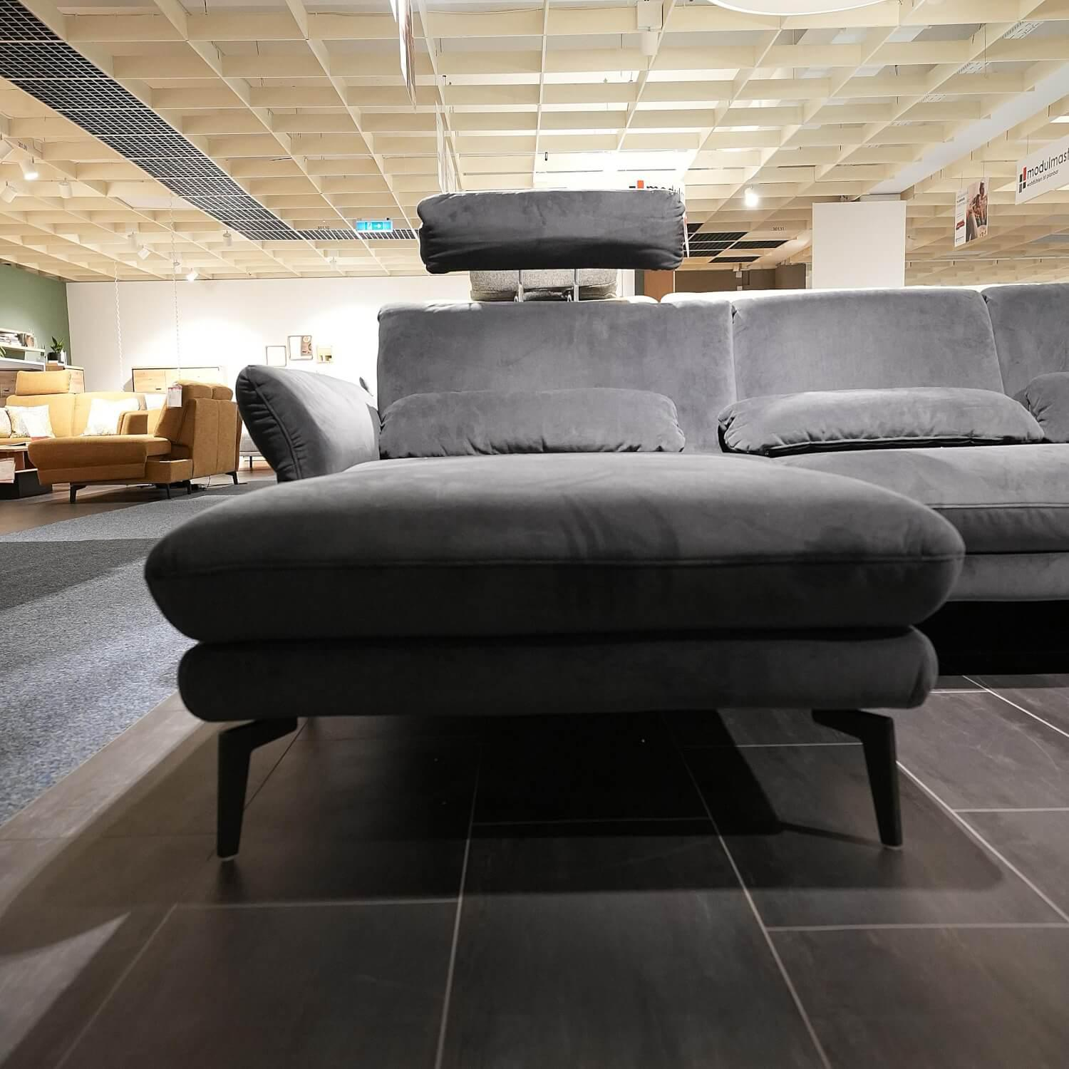 Zehdenick - Ecksofa MM ZE1165 Stoff Salsa Anthrazit Metallfüße Schwarz Mit Sitztiefenverstellung Und Motorischer Liege - 3