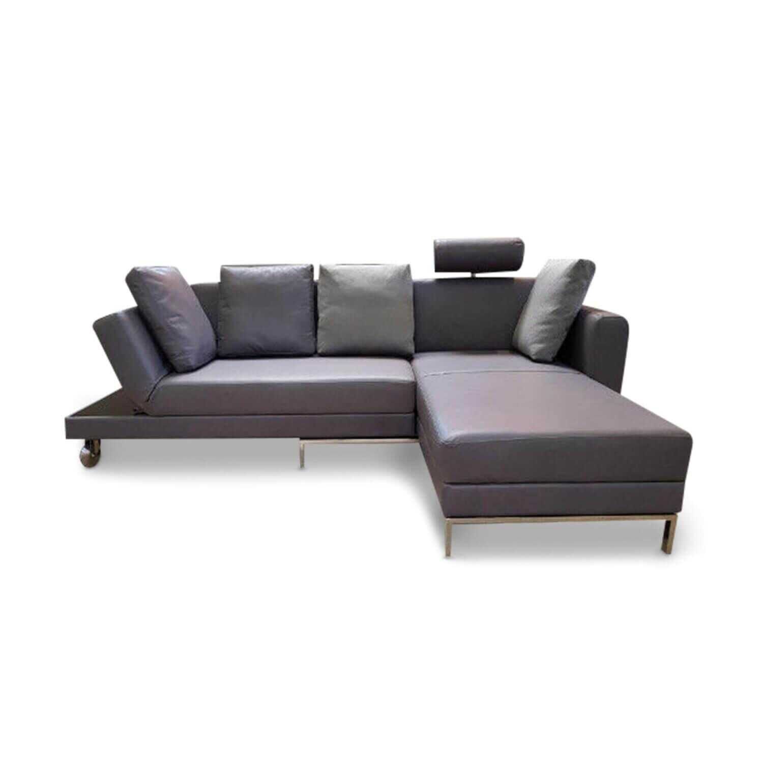 Brühl - Schlafsofa Four-Two Leder Grau Hellbraun mit Schwenkfunktion - 1