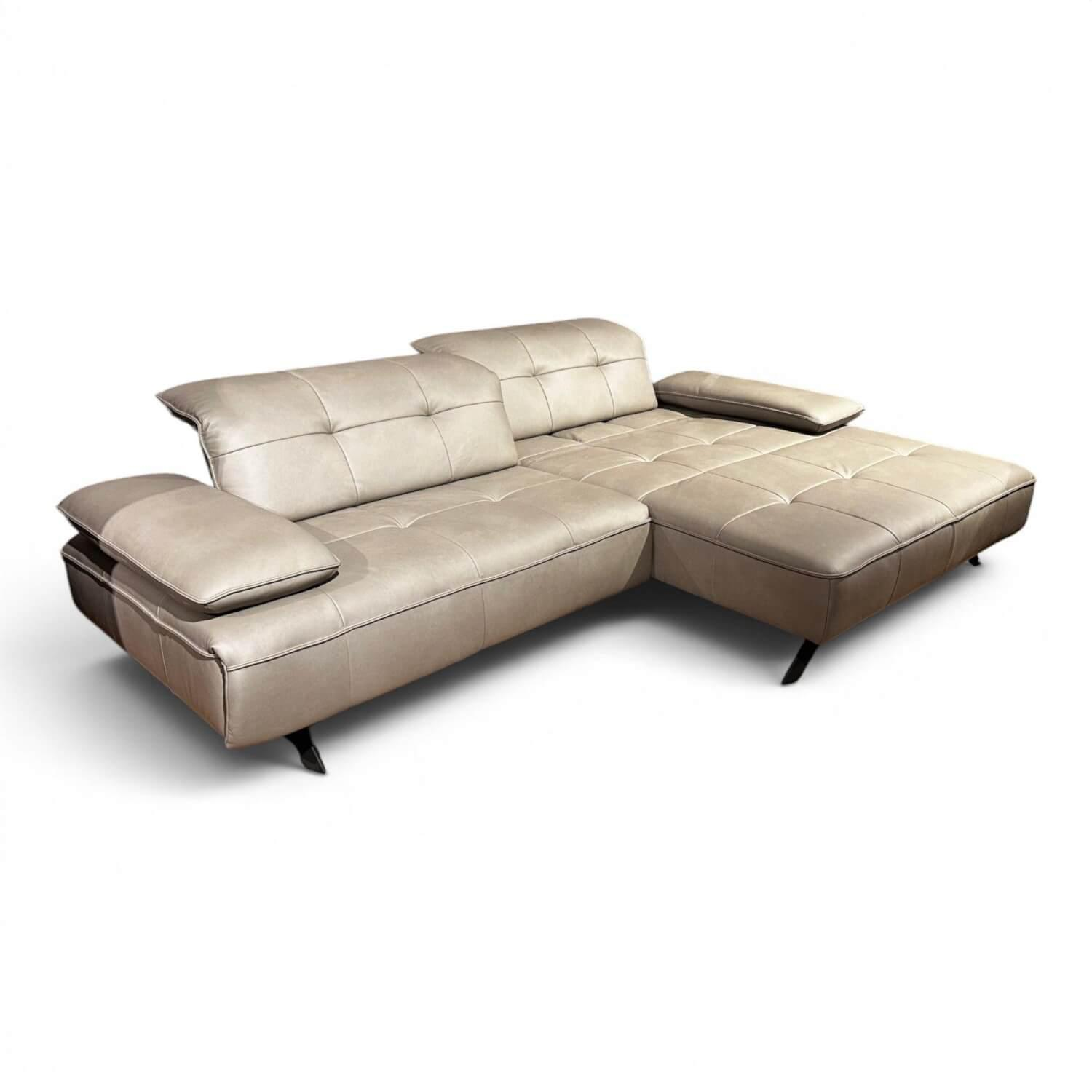 JOOP! - Ecksofa 8111 Square Leder 22 Soft Nappa Shadow Grau Beige Füße Metall Schwarz Mit Elektrischer Verstellung - 9