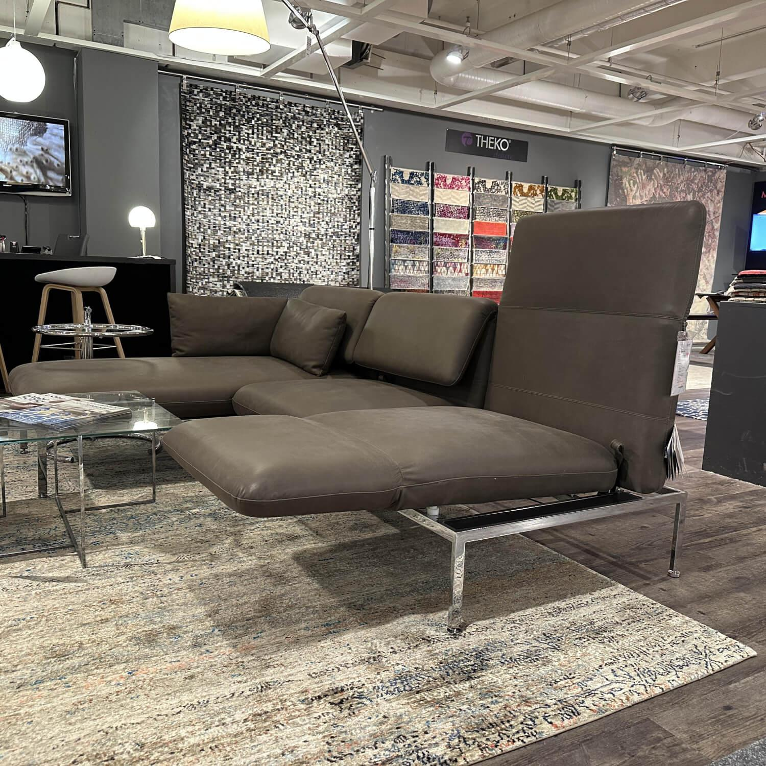 Brühl - Ecksofa Roro 3 Leder Anilin Taron Braun Inklusive Drehsitze und Kissen Ohne Couchtisch - 6