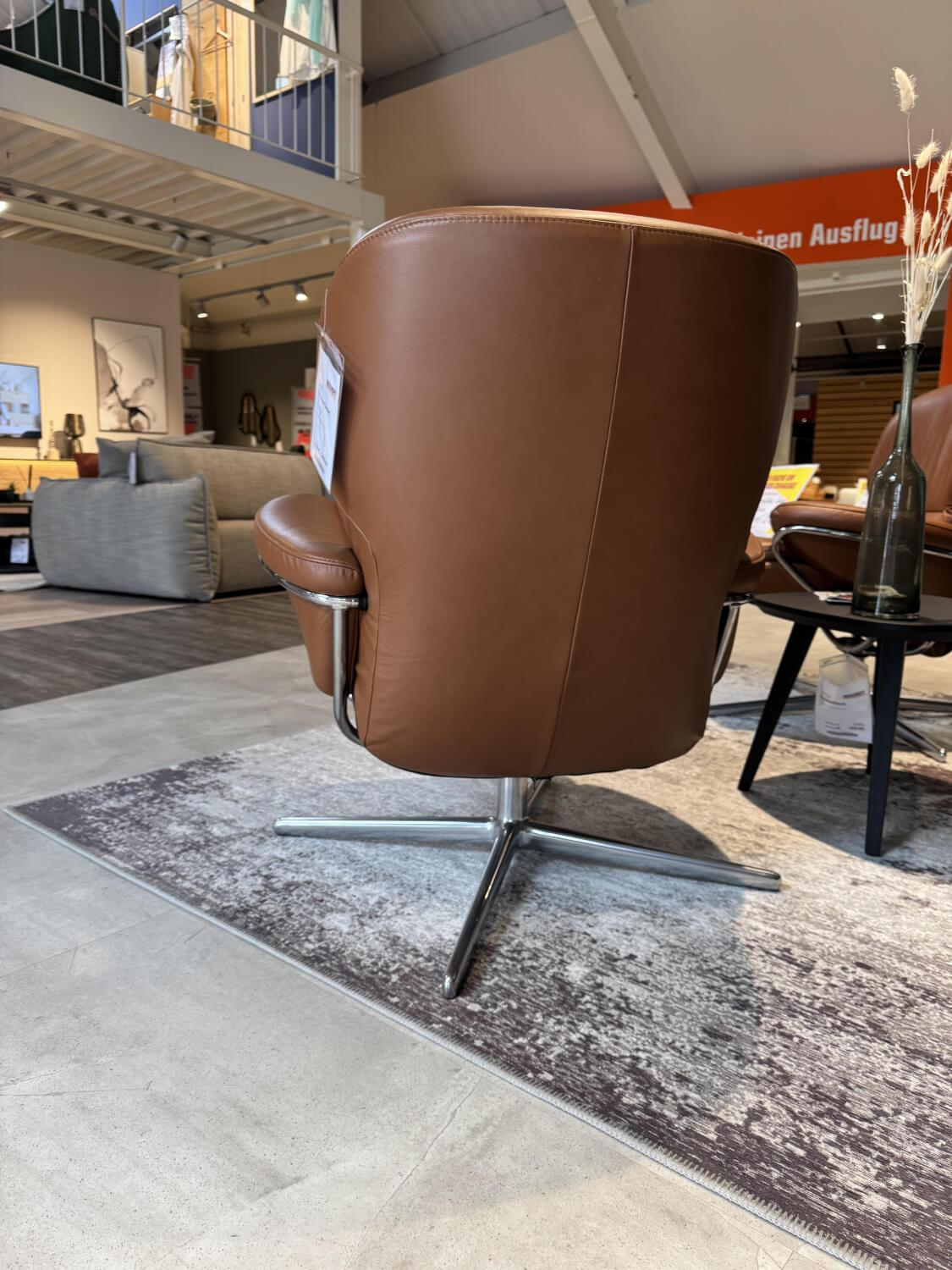 Stressless - Relaxsessel Rome M Niedriger Rücken Leder Paloma Copper Braun Base Cross Aluminium - 2