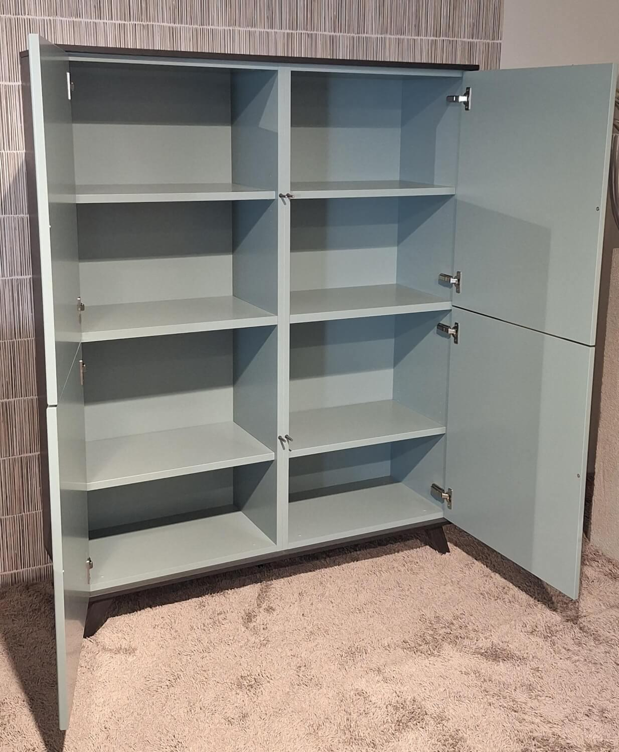 Rietberger Möbelwerke - Highboard Lotus Eiche Graphit Lack Agave Türkis - 8